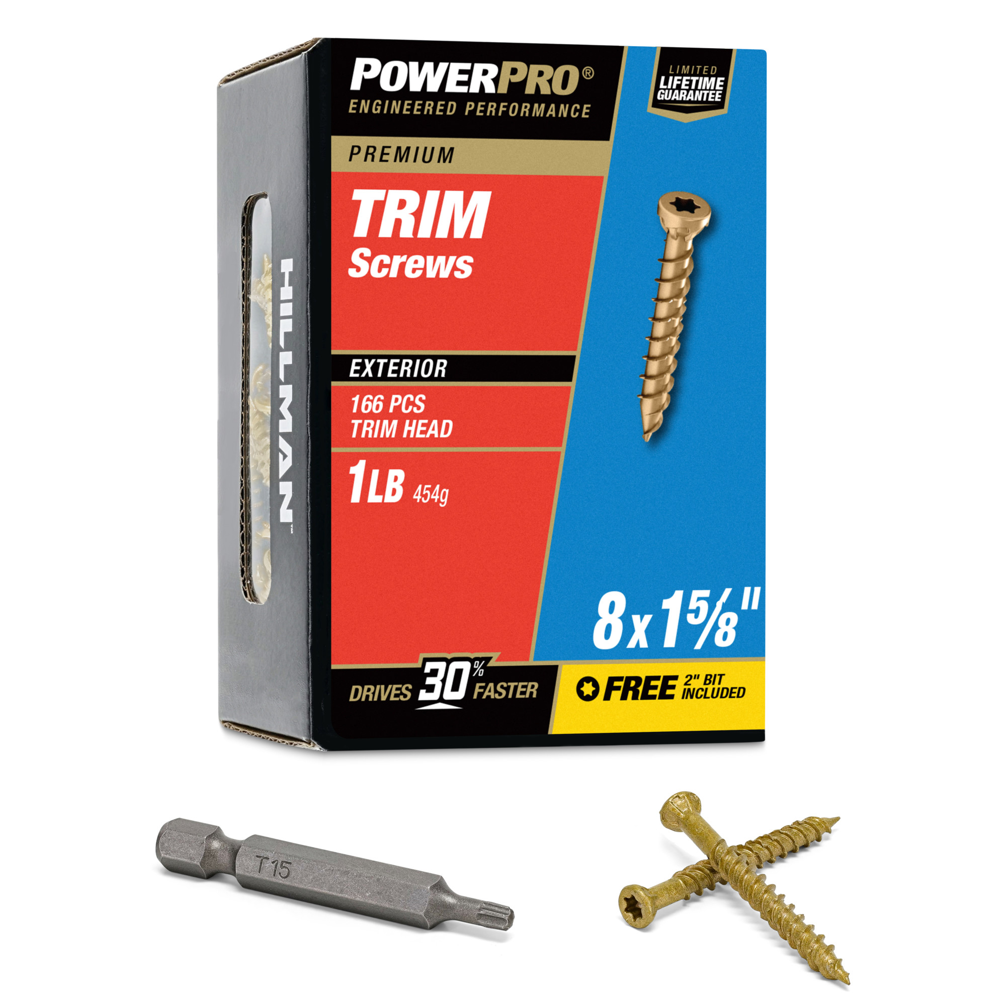 Power Pro&reg; Premium Bronze Exterior Trim Screws (#8 x 1-5/8 in.) - 166 pc