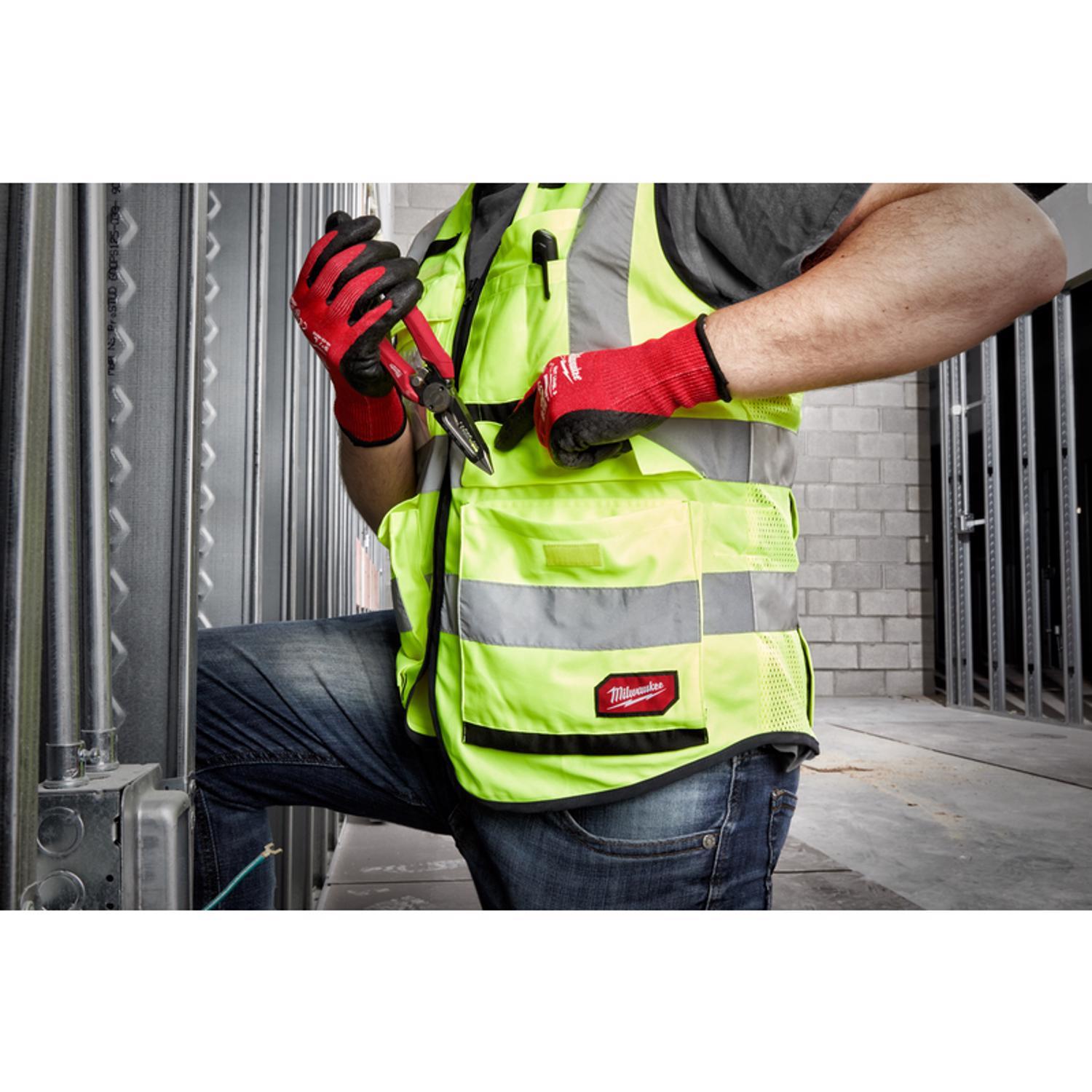Milwaukee Class 2 with 15 Pockets Performance Safety Vest High Visibility Yellow L/XL