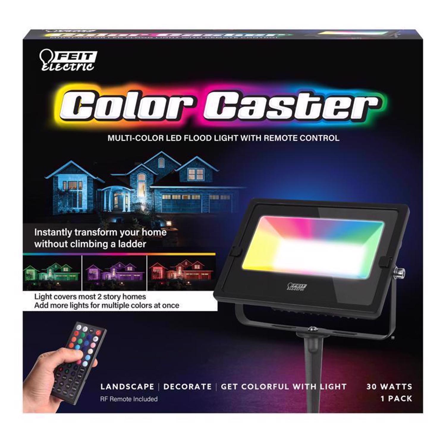 Feit Color Caster Black Plug In/Remote 30 W LED Floodlight 1 pk