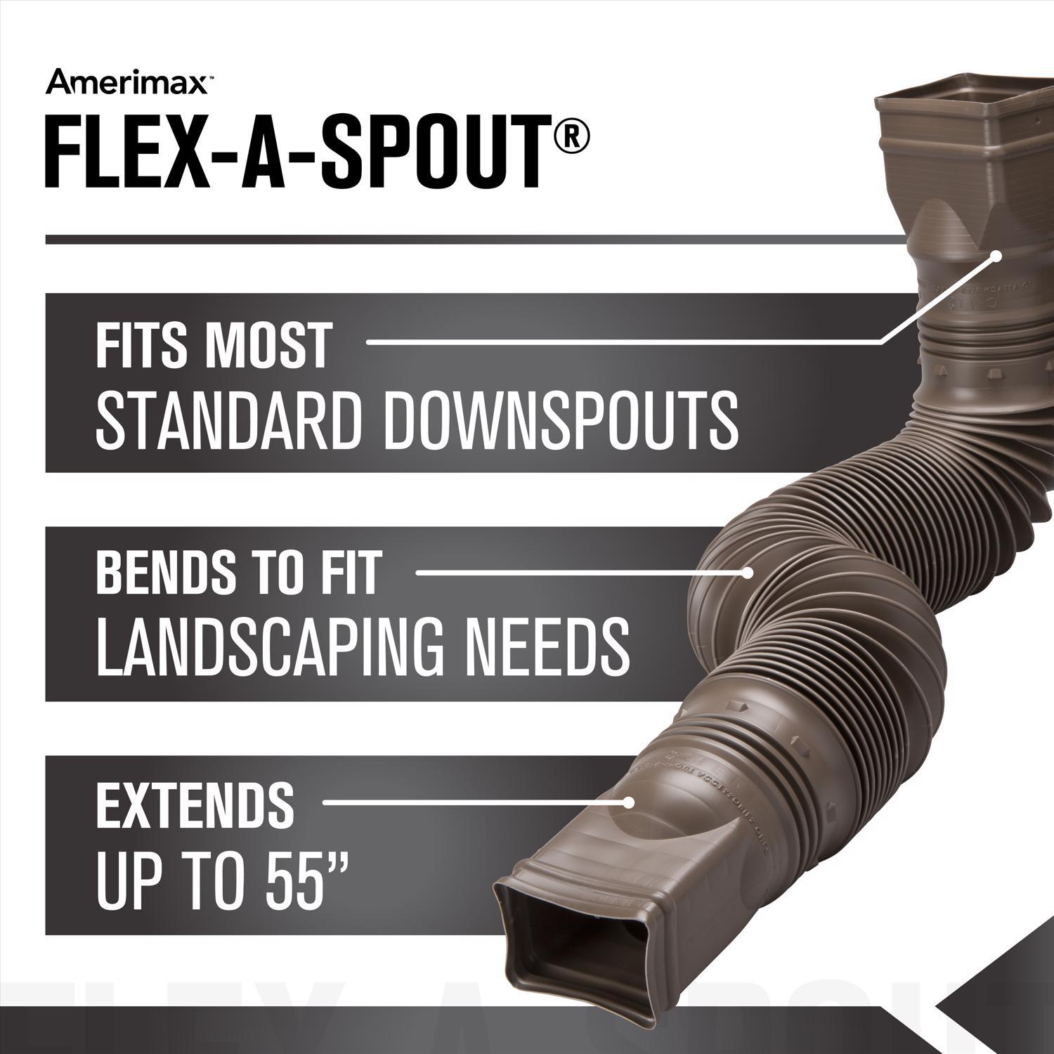 Amerimax Flex-A-Spout 4.5 in. H X 4.5 in. W X 55 in. L Brown Vinyl Downspout Extension