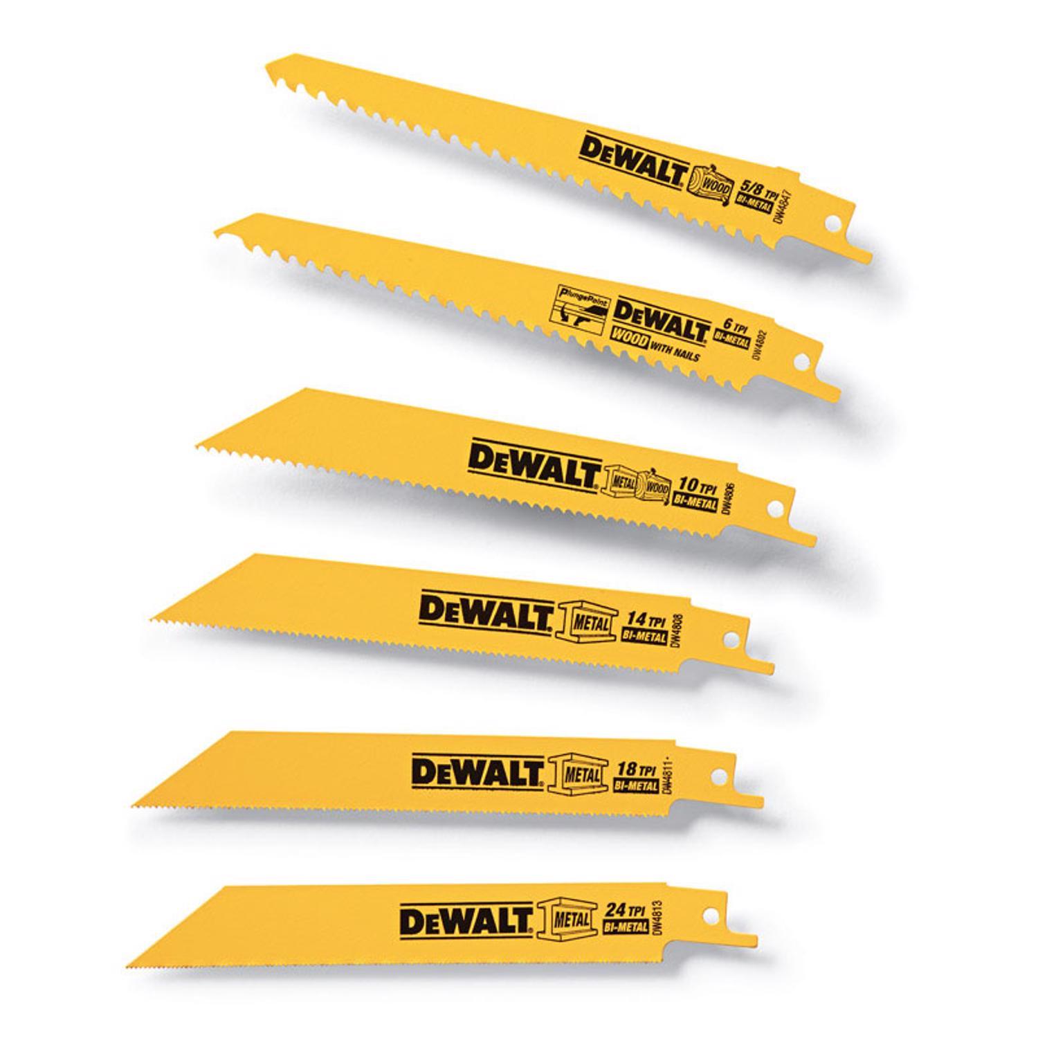 DEWALT Bi-Metal Reciprocating Saw Blade Set Multi TPI 6 pc
