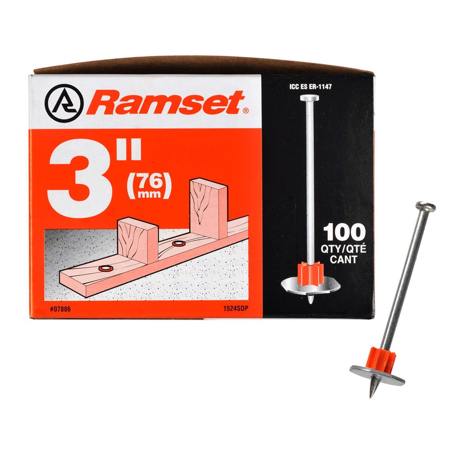 Ramset.3 in. D X 3 in. L Steel Flat Head Drive Pin with Washer 1 pk