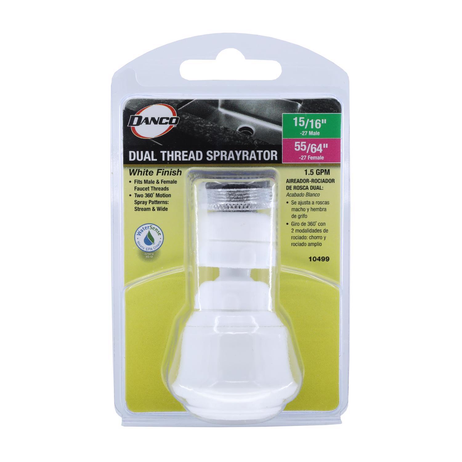 Danco Dual Thread 15/16 in.- 27M x 55/64 in.-27F White Swivel Sprayrator