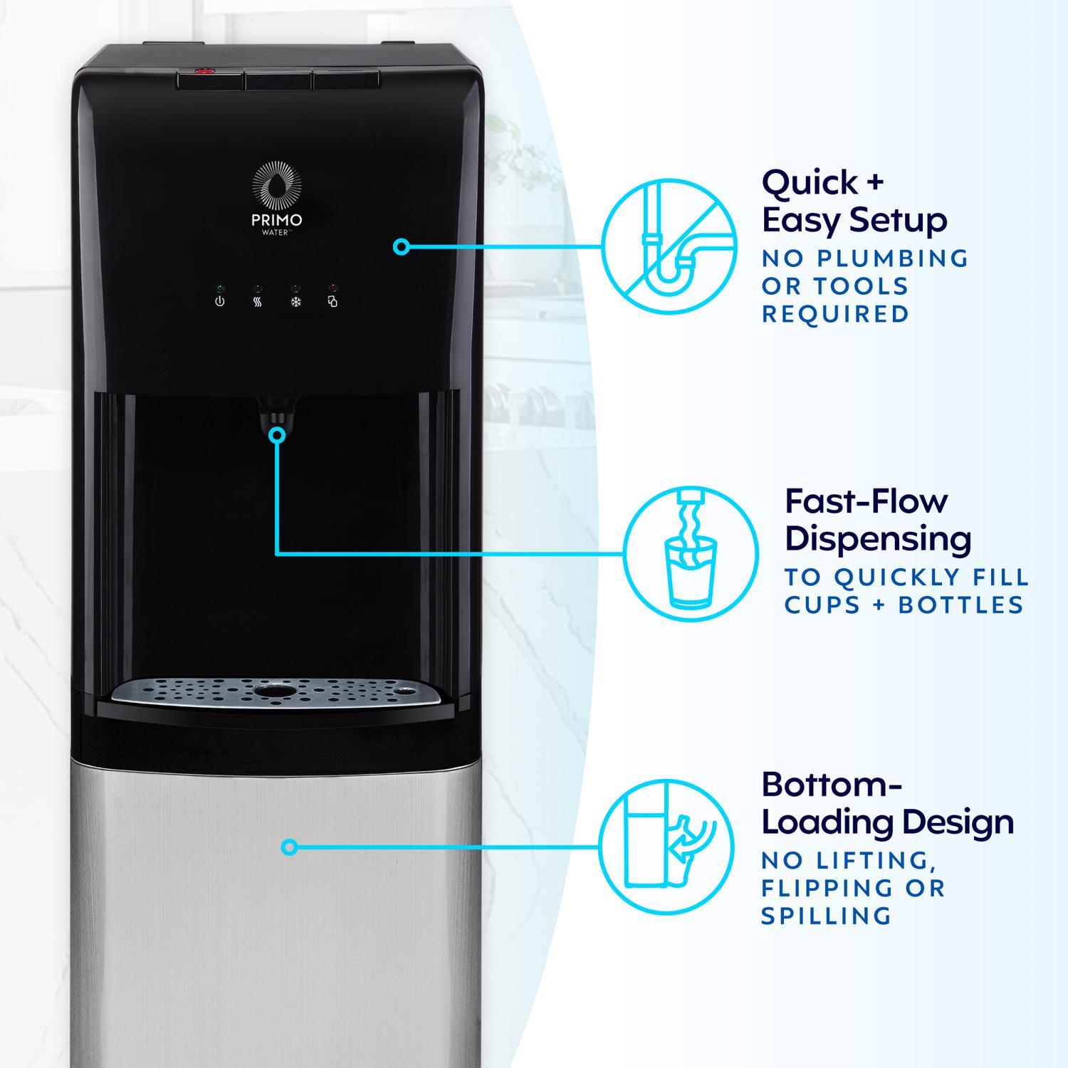 Primo Water 5 gal Black/Gray Water Dispenser Stainless Steel