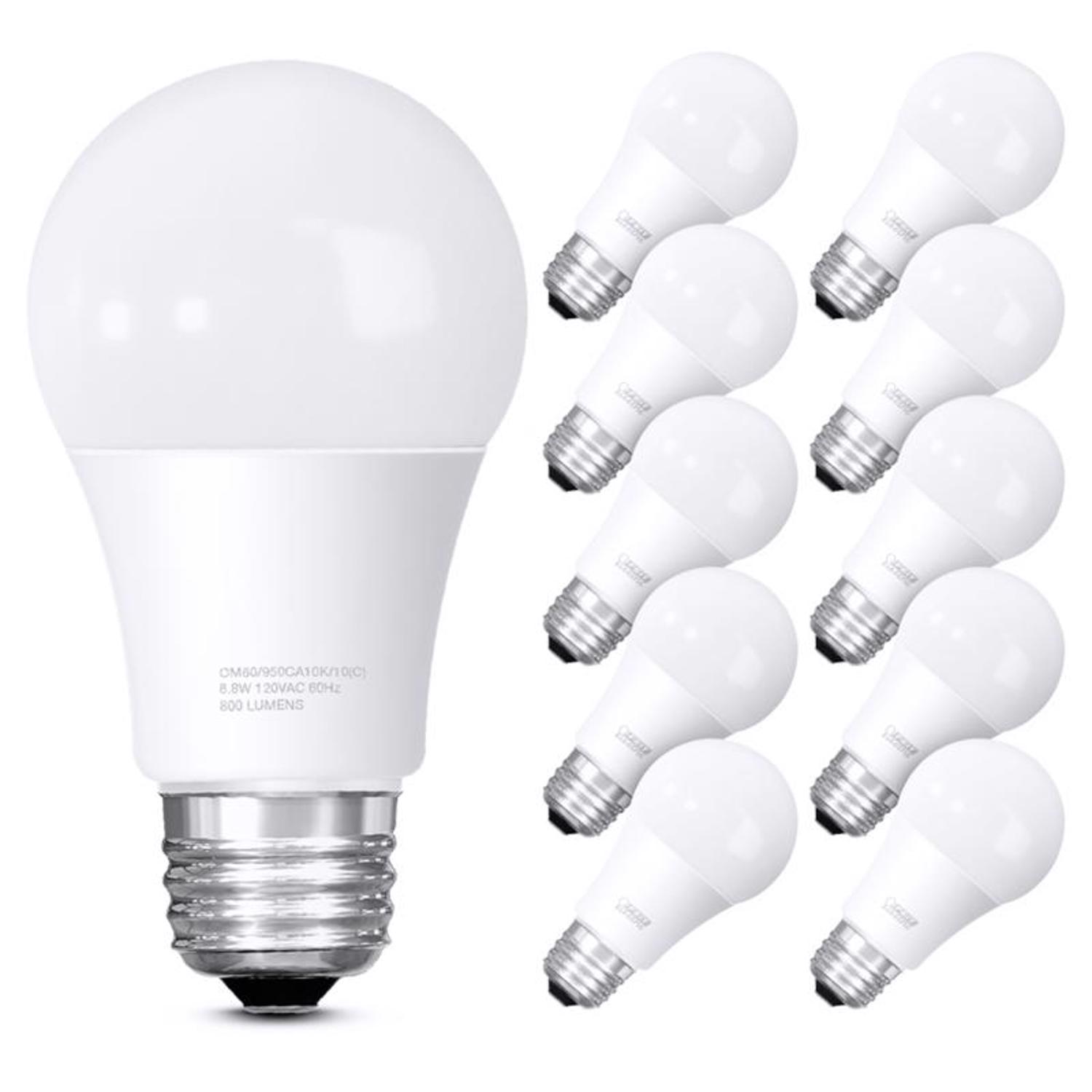 Feit Enhance A19 E26 (Medium) LED Bulb Daylight 60 Watt Equivalence 10 pk