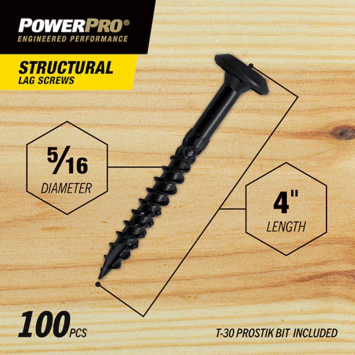Power Pro 5/16-in x 4-in Epoxy Exterior Structural wood screws 100 Pieces