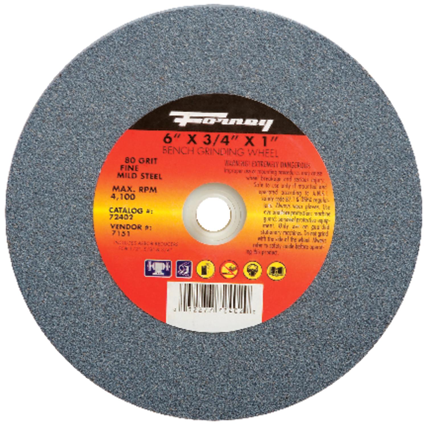 Forney 6 in. D X 1 in. in. X 3/4 in. thick Bench Grinding Wheel 1 pc