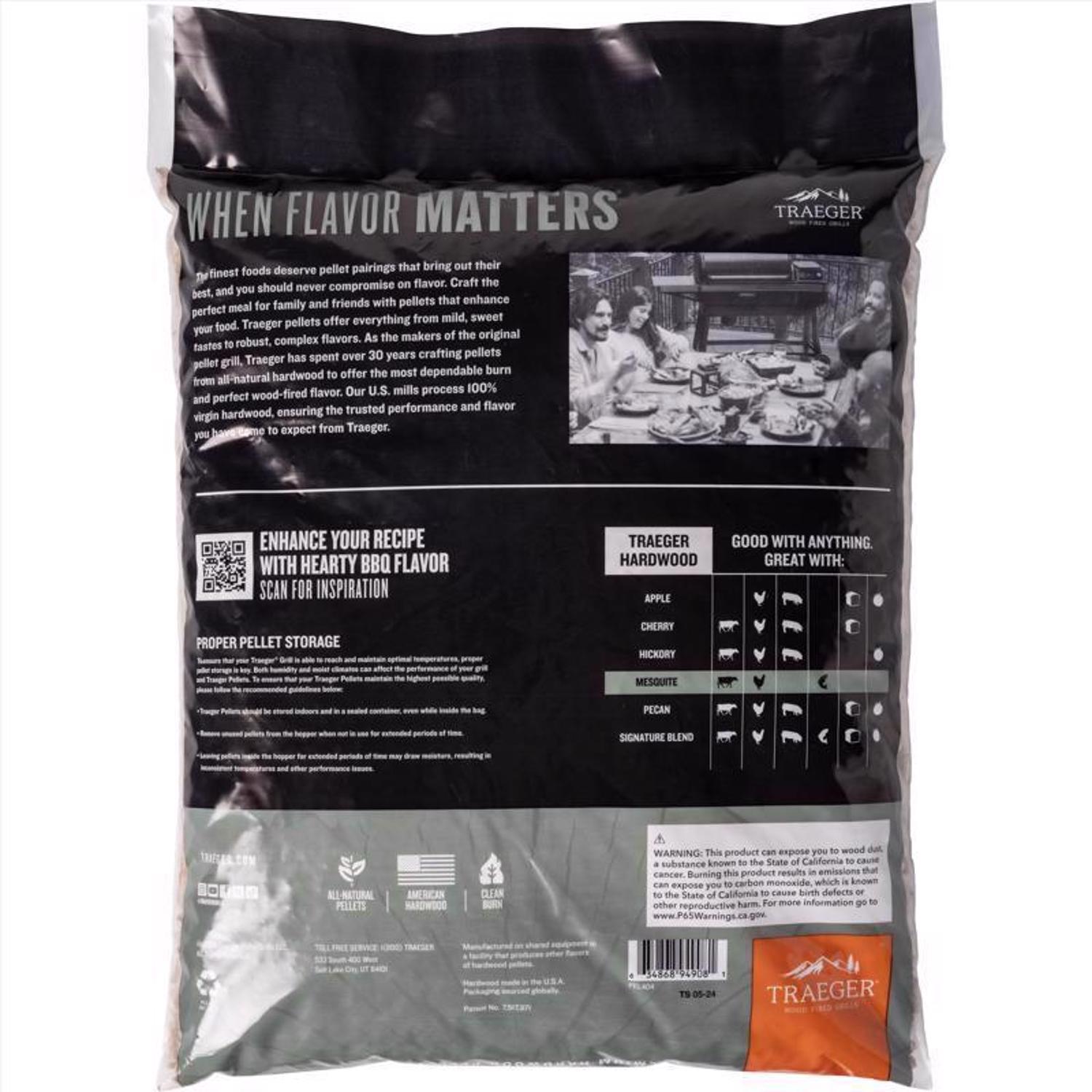 Traeger Premium All Natural Mesquite Hardwood Pellets 20 lb