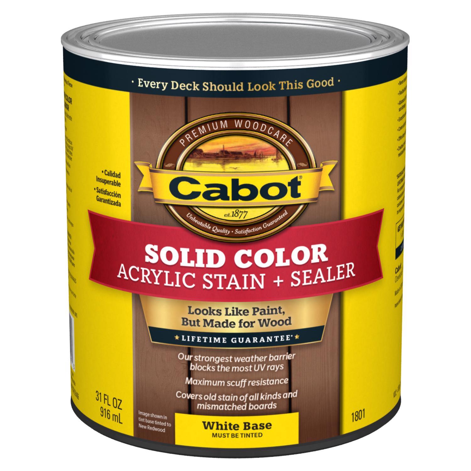 Cabot Solid Color Acrylic Stain & Sealer Solid Tintable White Base Water-Based Acrylic Deck Stain 1