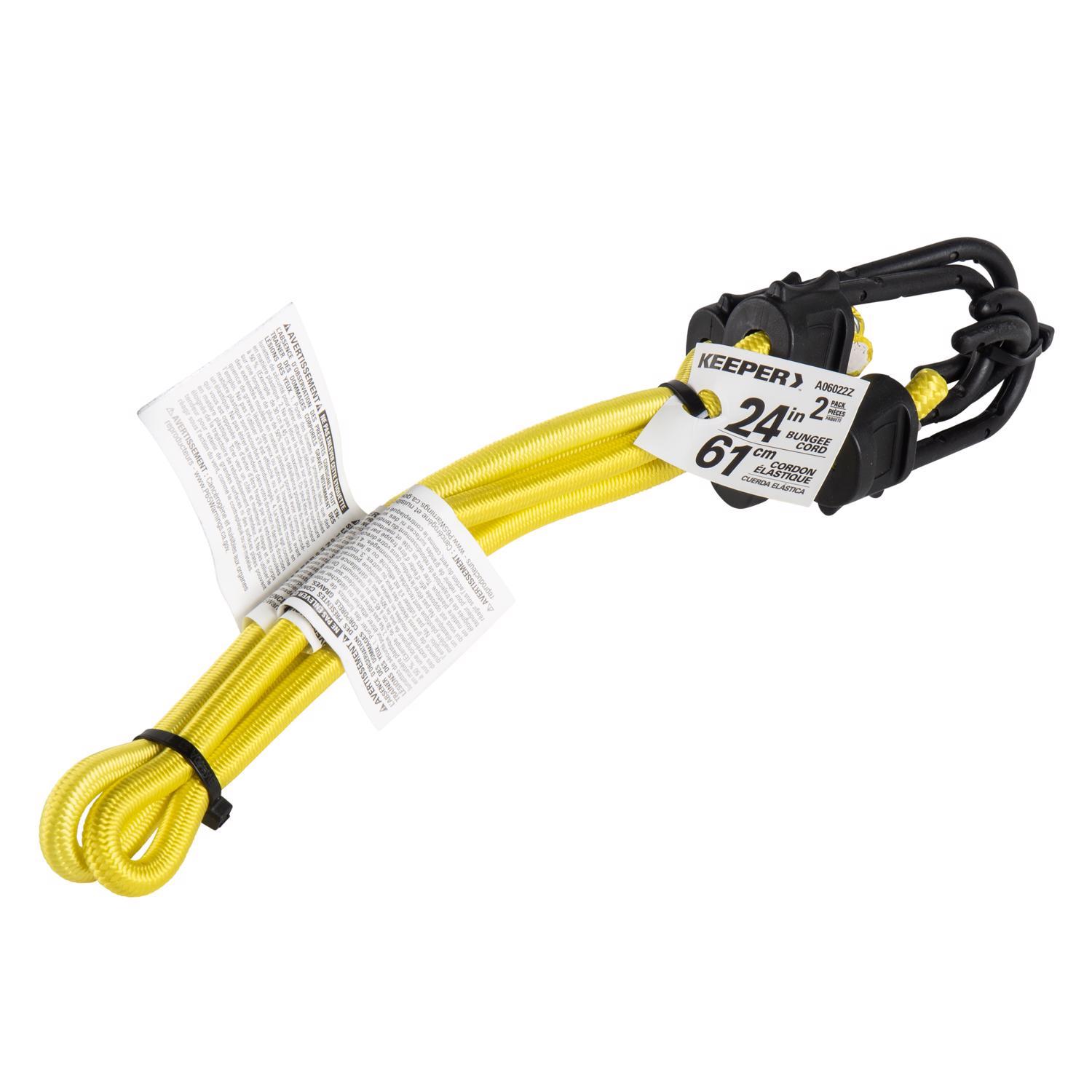 Keeper Black/Yellow Bungee Cord 24 in. L X 0.315 in. 2 pk
