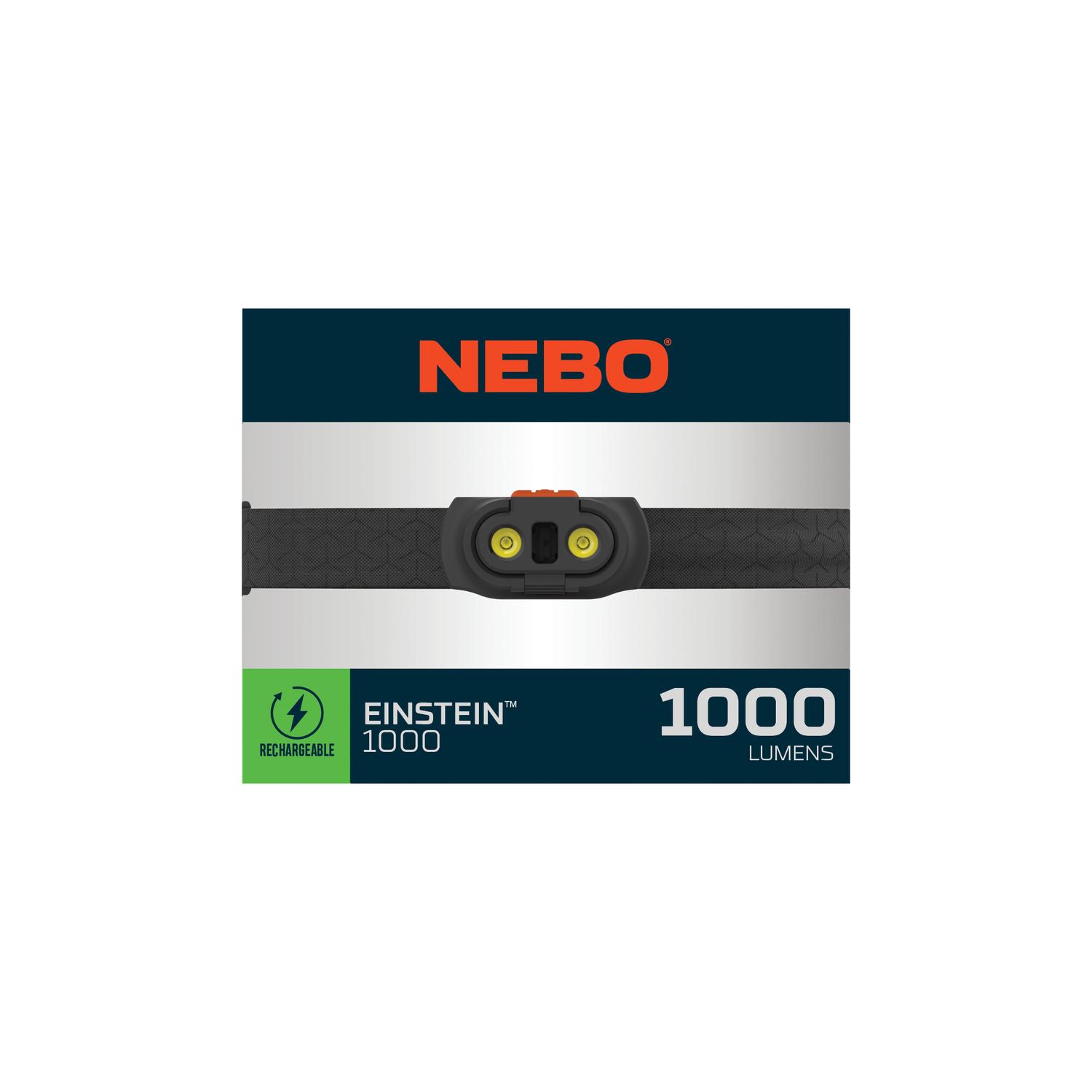 NEBO Einstein 1000 lm Black LED Rechargeable Head Lamp 18650 Battery