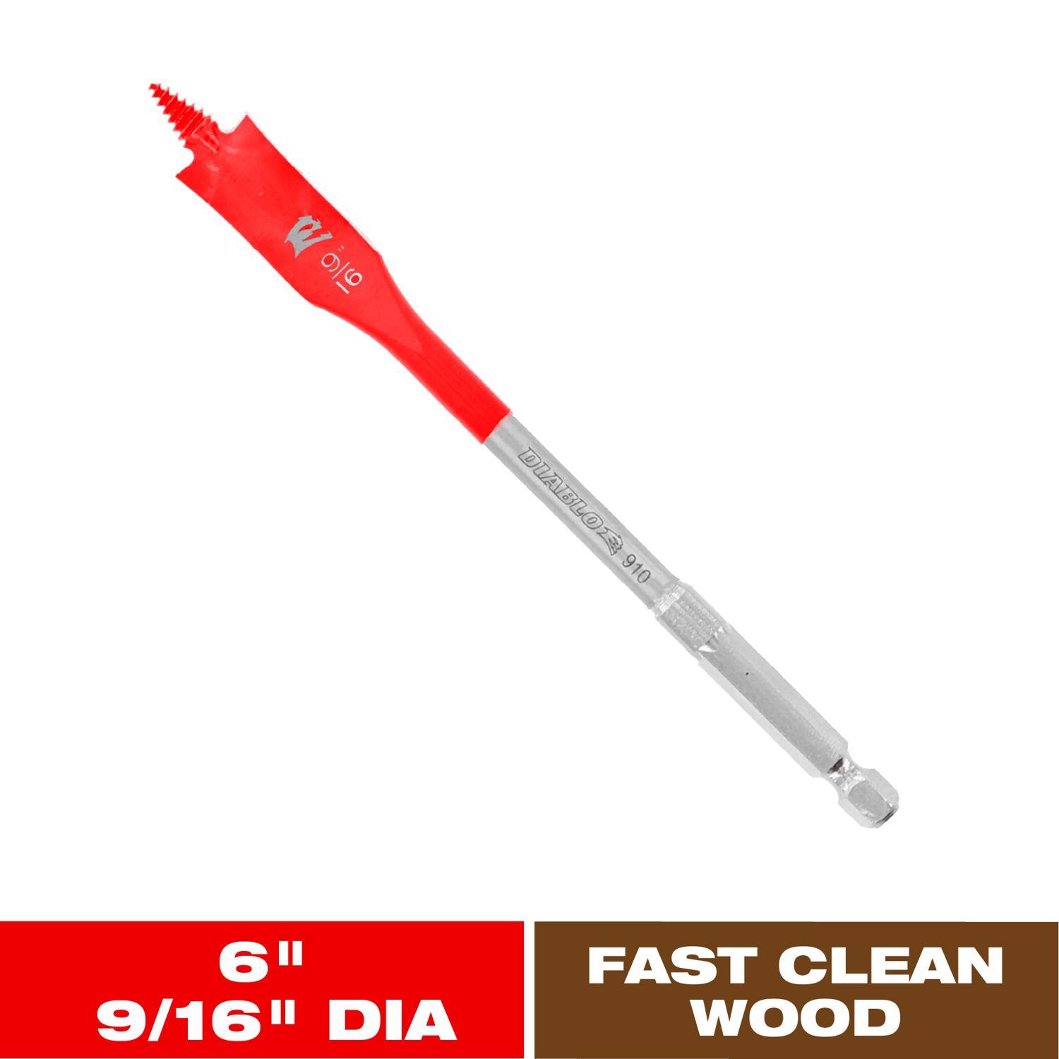 Diablo 9/16 in. X 6 in. L High Speed Steel Clean Wood Spade Bit Hex Shank 1 pk