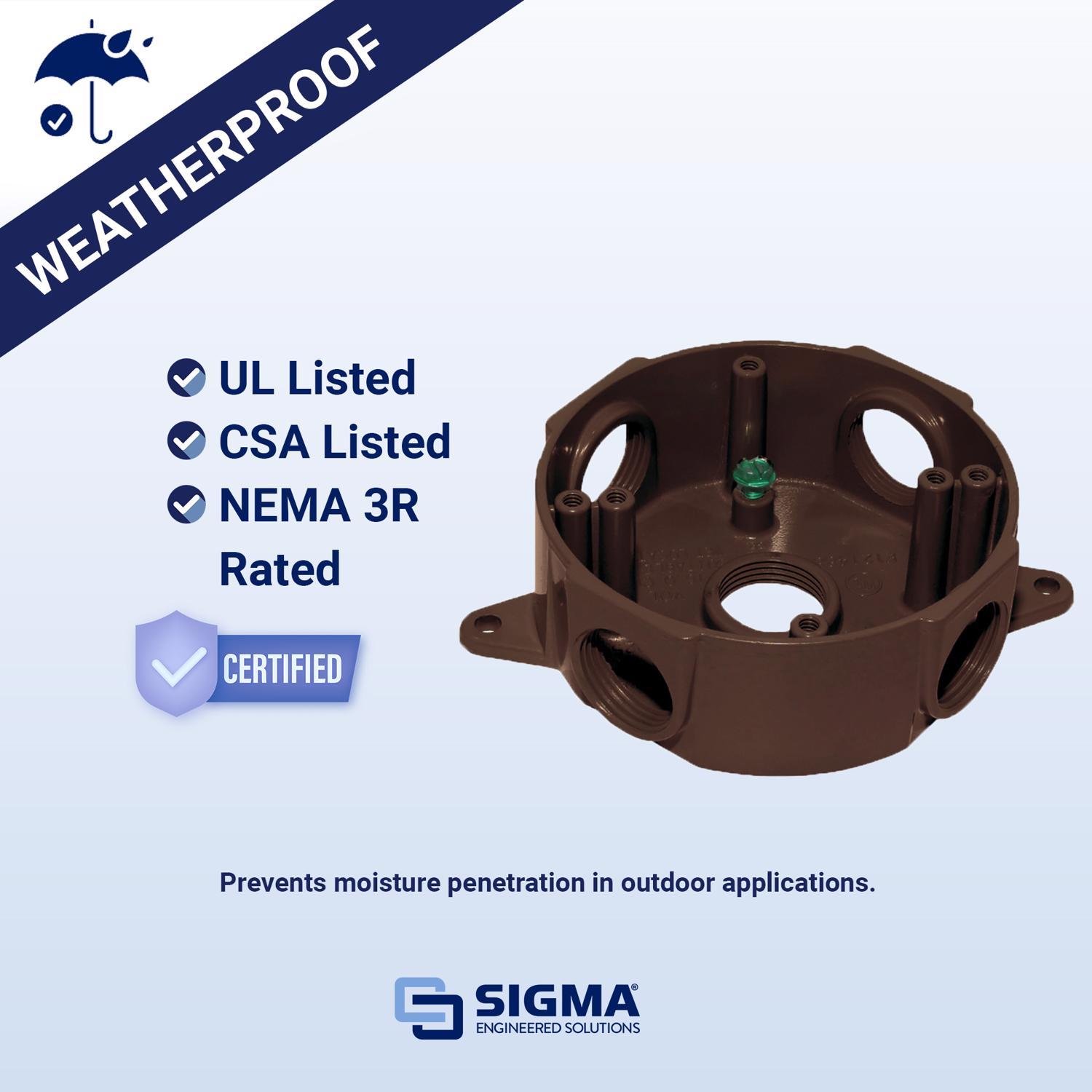 Sigma Engineered Solutions New Work 16 cu in Round Die-Cast Metal Weatherproof Box Bronze