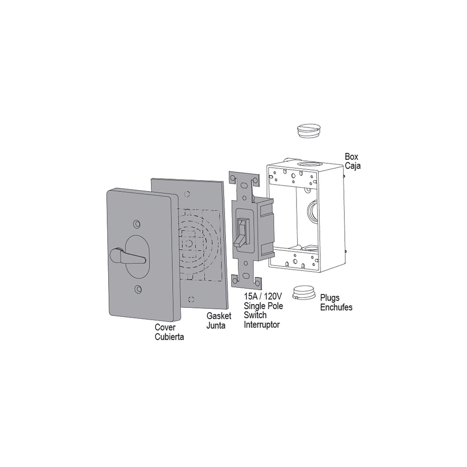 Sigma Engineered Solutions Rectangle Die-Cast Metal 1 gang 4.57 in. H X 2.83 in. W Toggle Switch and