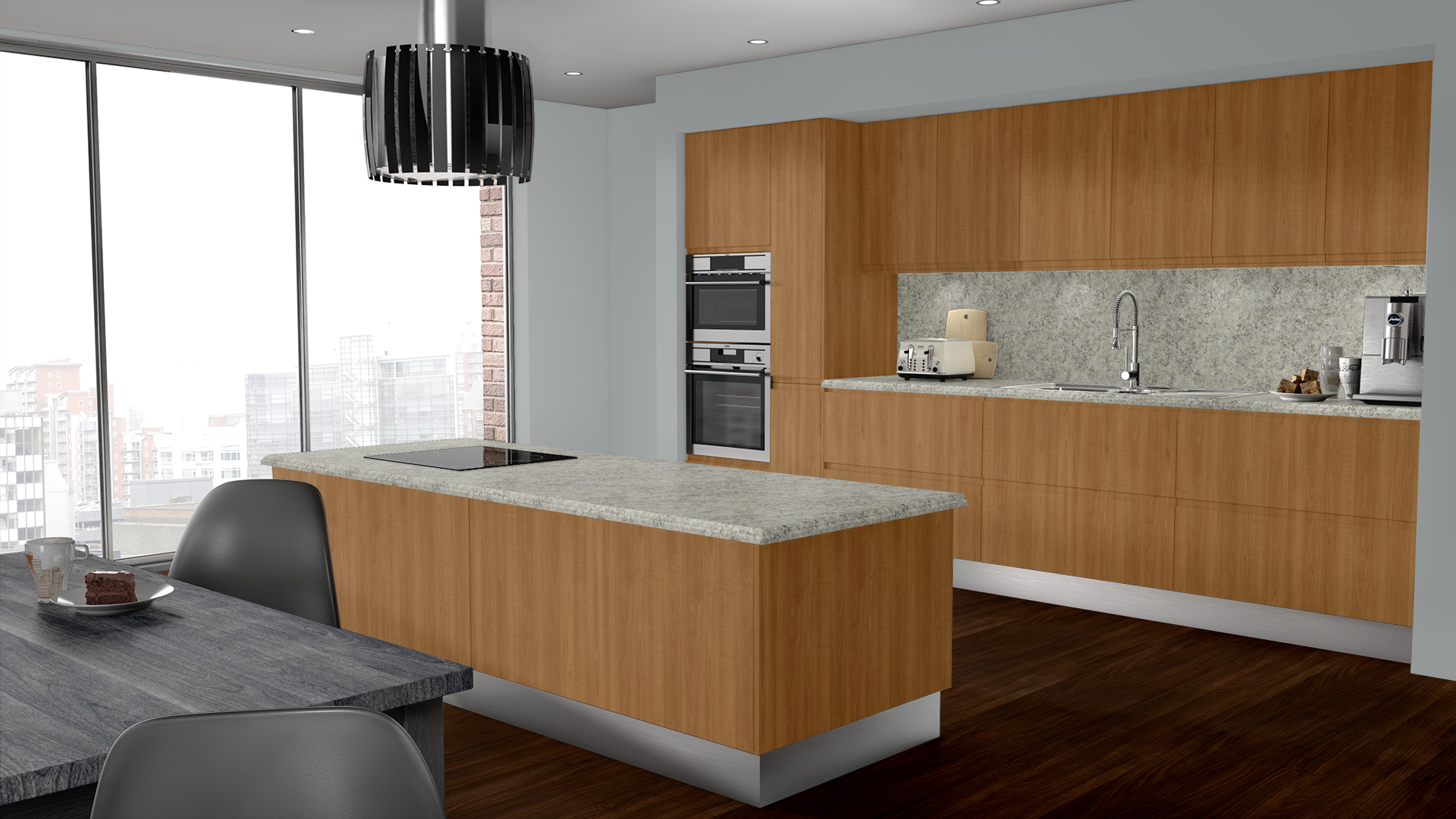 Hartson-Kennedy Laminate Kitchen Countertop 10 ft. White Juparana E-Top 2000 LM Cut