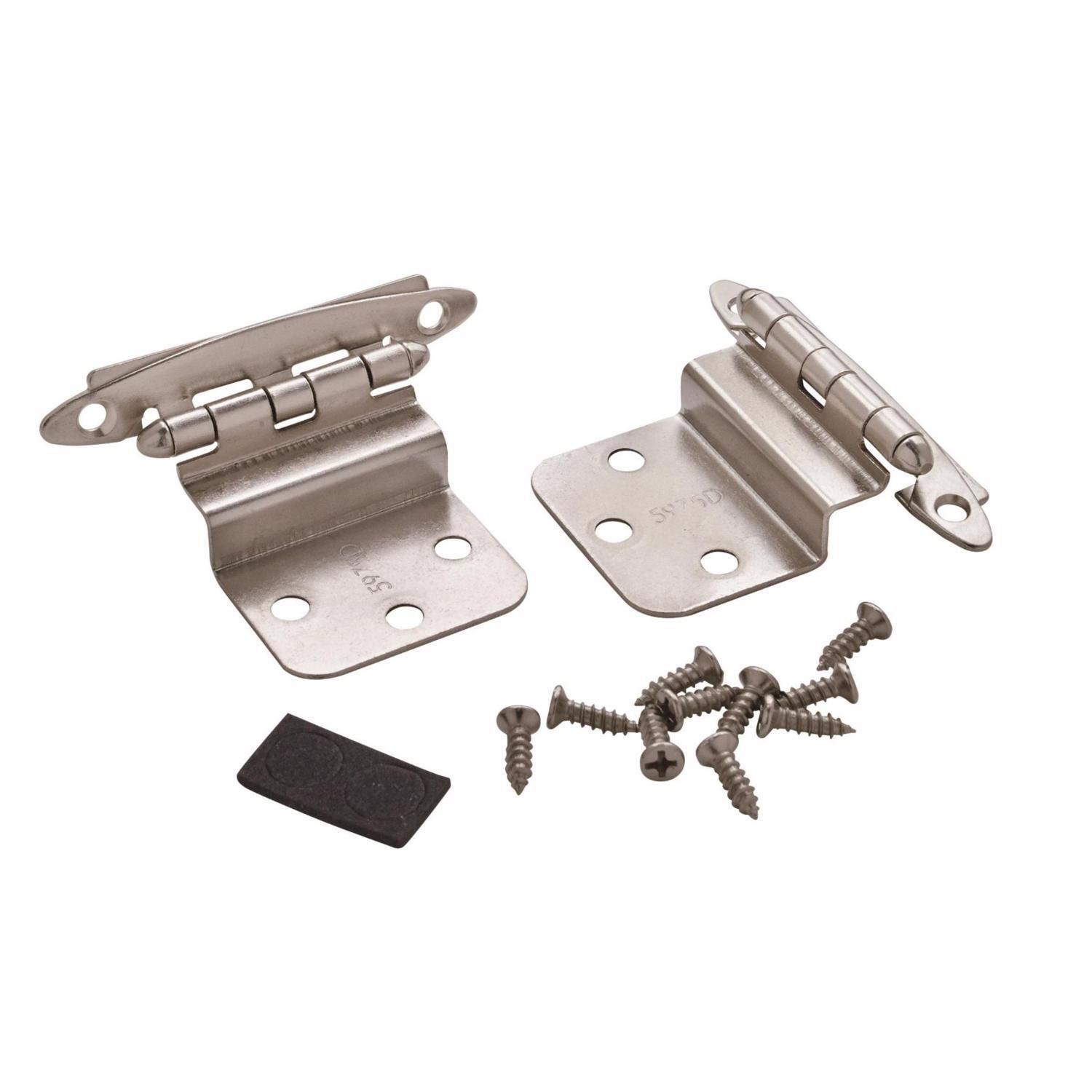 Amerock 2 in. W X 2-3/4 in. L Satin Nickel Steel Decorative Hinge 2 pk
