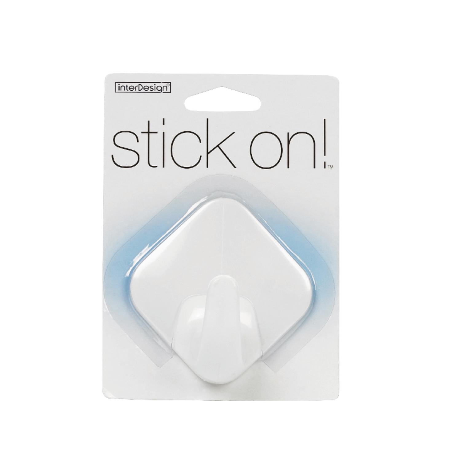 iDesign 1-9/16 in. L White Plastic Small stick on! Diamond Hook 1 pk