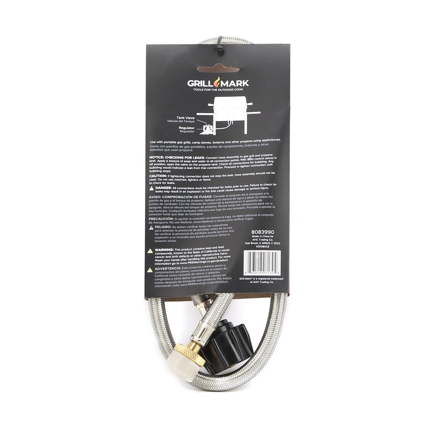 Grill Mark Stainless Steel Gas Line Hose and Adapter For Grill Mark