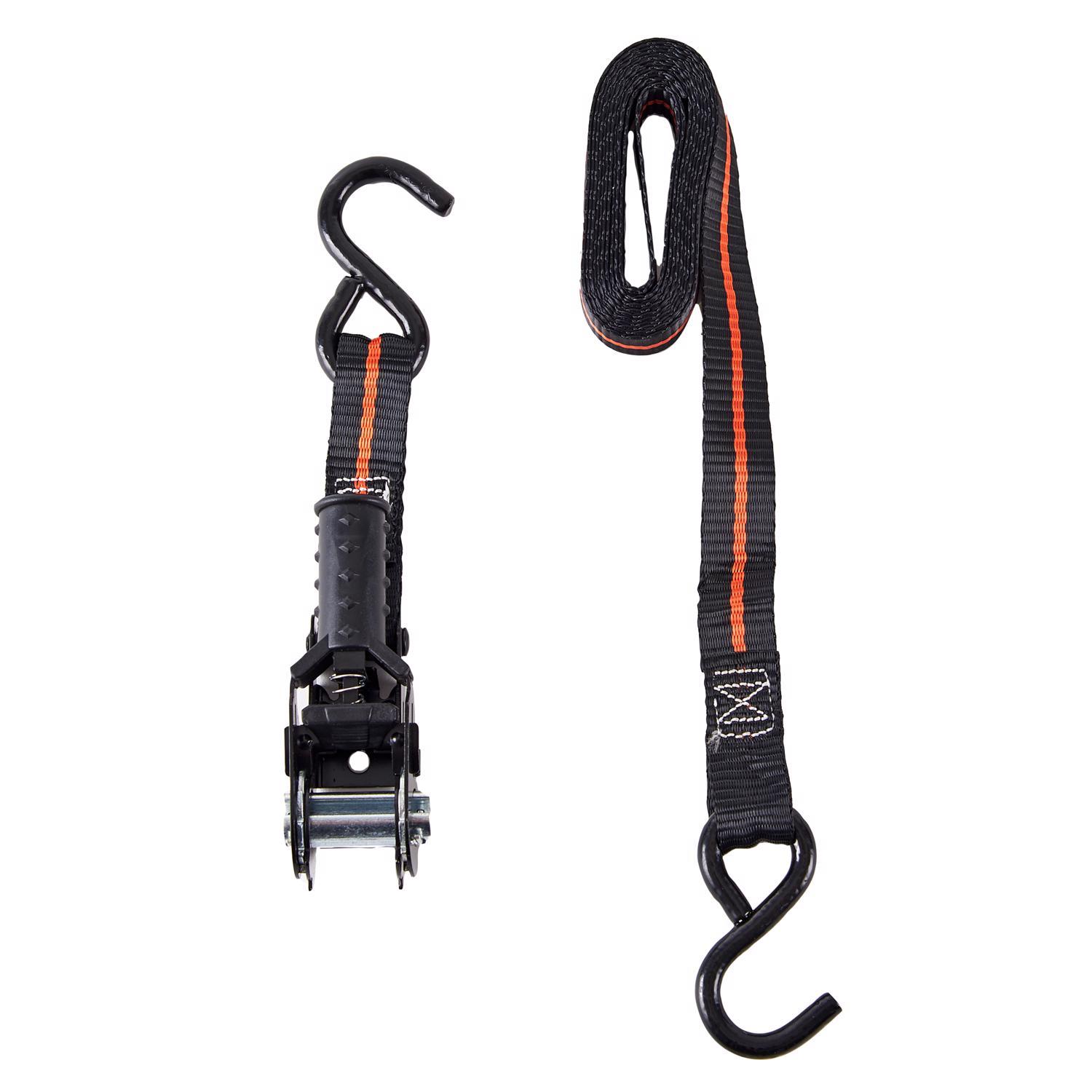 Keeper 1 in. W X 8 ft. L Black/Orange Ratchet Tie Down Strap 500 lb 4 pk