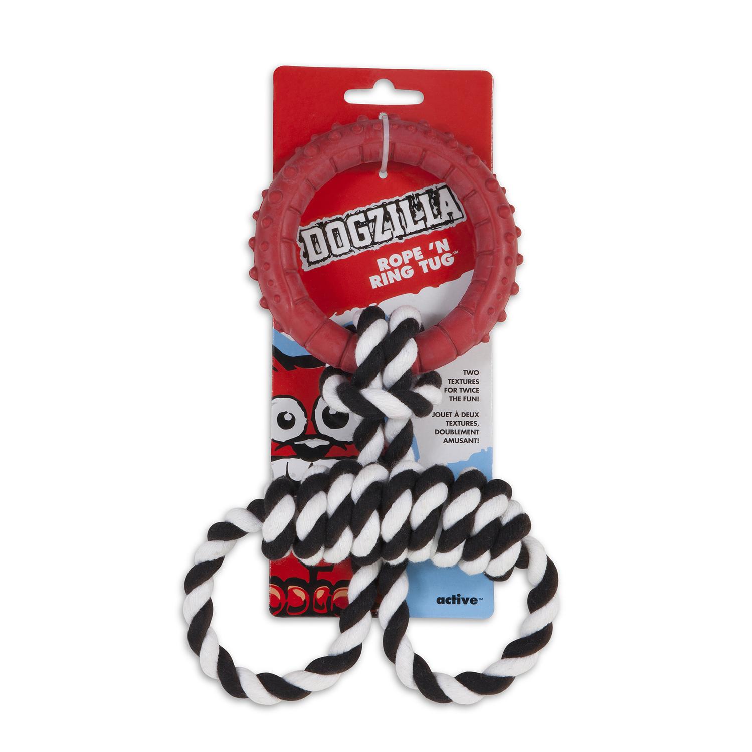 Dogzilla For Dog Multicolored Rubber Rope 'N Ring Tug Dog Toy Medium 1 pk