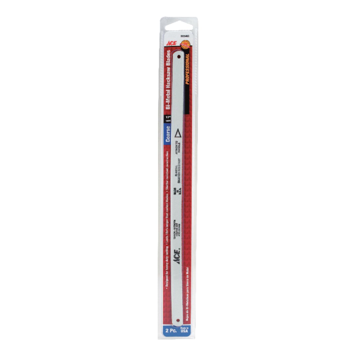 Ace 12 in. Bi-Metal Hacksaw Blade Set 18 TPI 2 pk