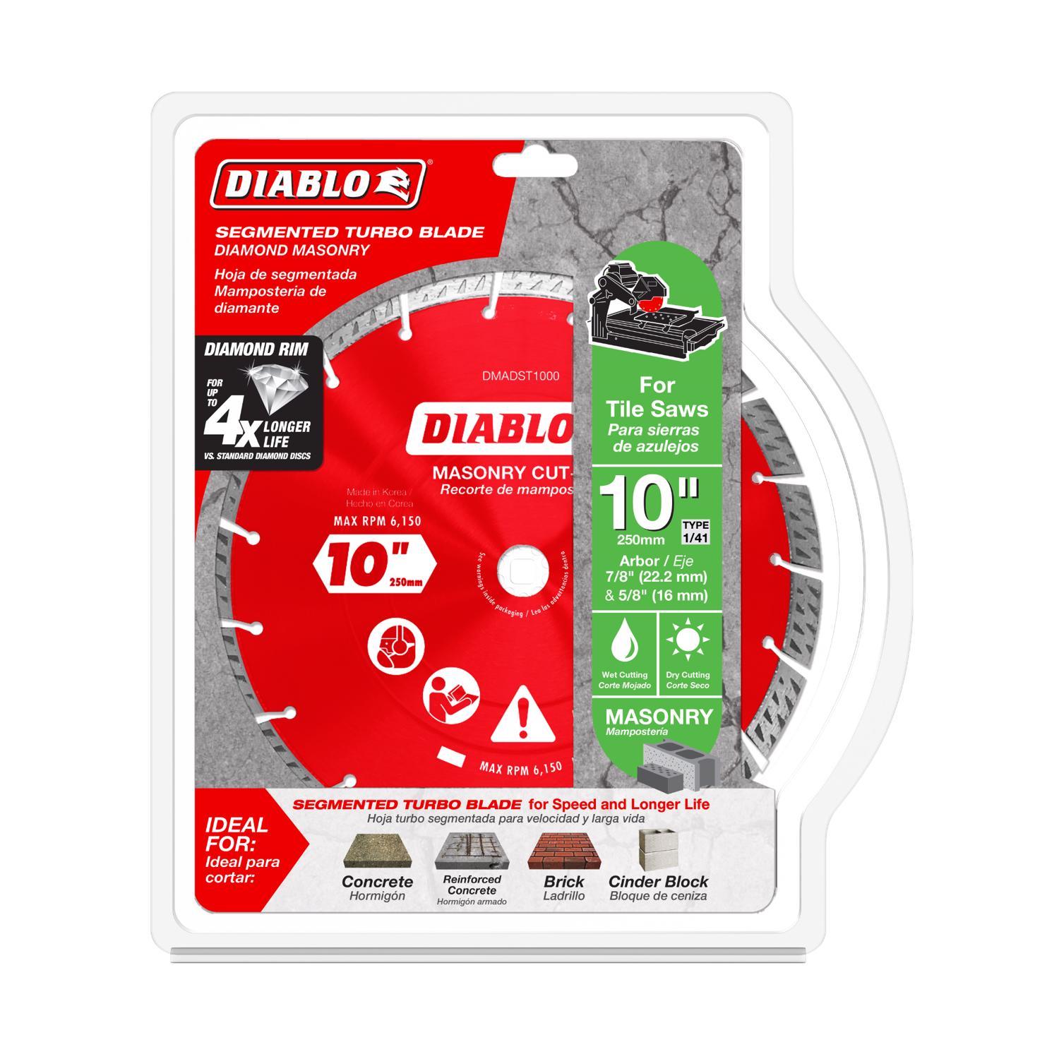 Diablo 10 in. D X 1 in. X.102 in. thick Diamond Turbo Rim Masonry Cut-Off Disc 1 pk