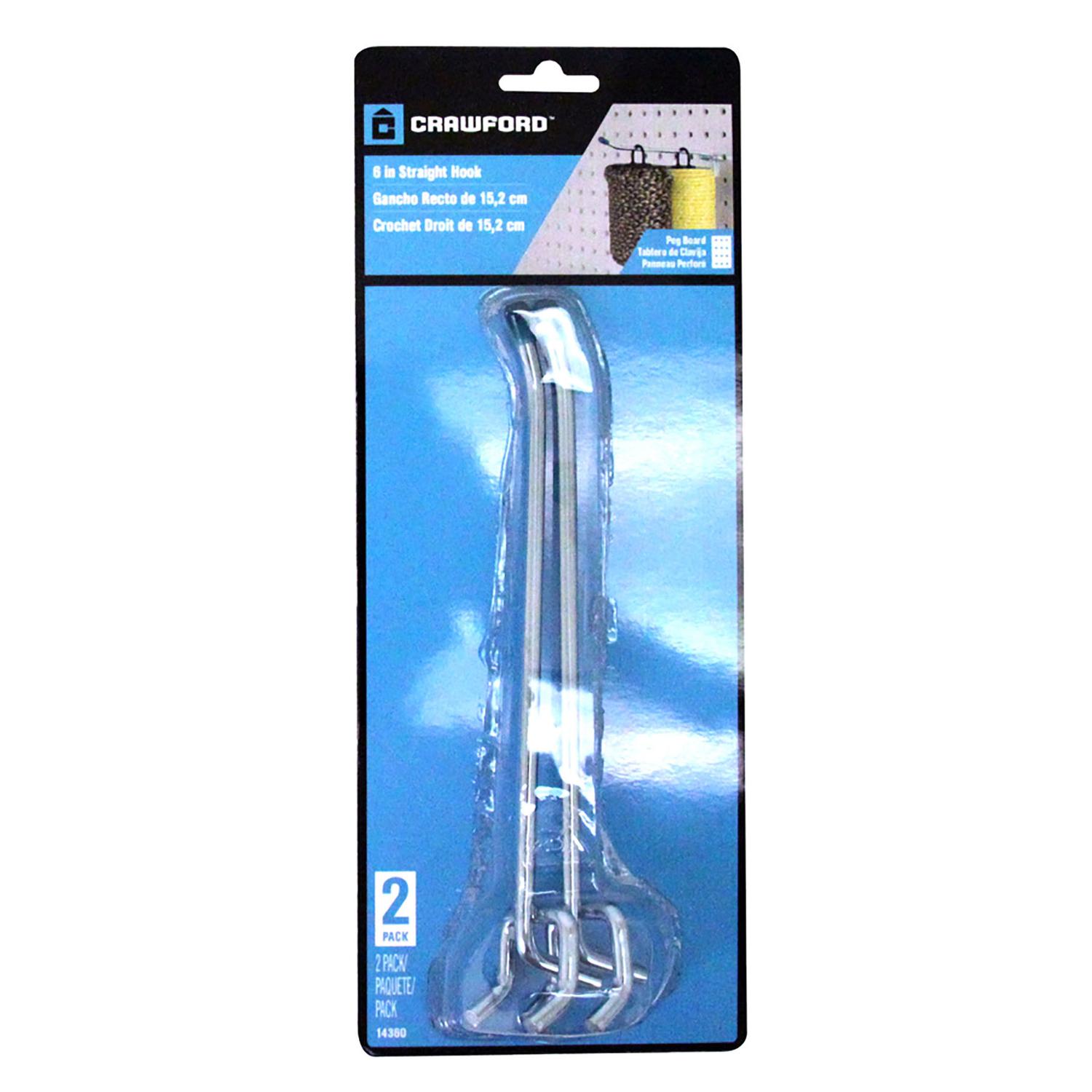 Crawford Silver Steel 8 in. Peg Hooks 2 pk