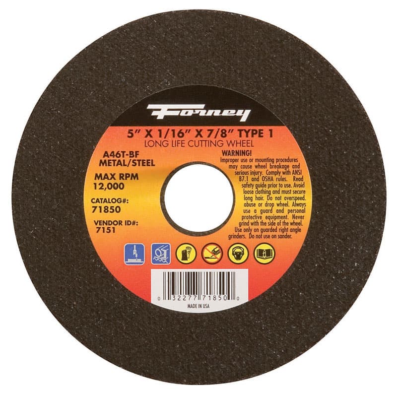 Forney 5 in. D X 7/8 in. X 1/16 in. thick Aluminum Oxide Metal Cut-Off Wheel 1 pc