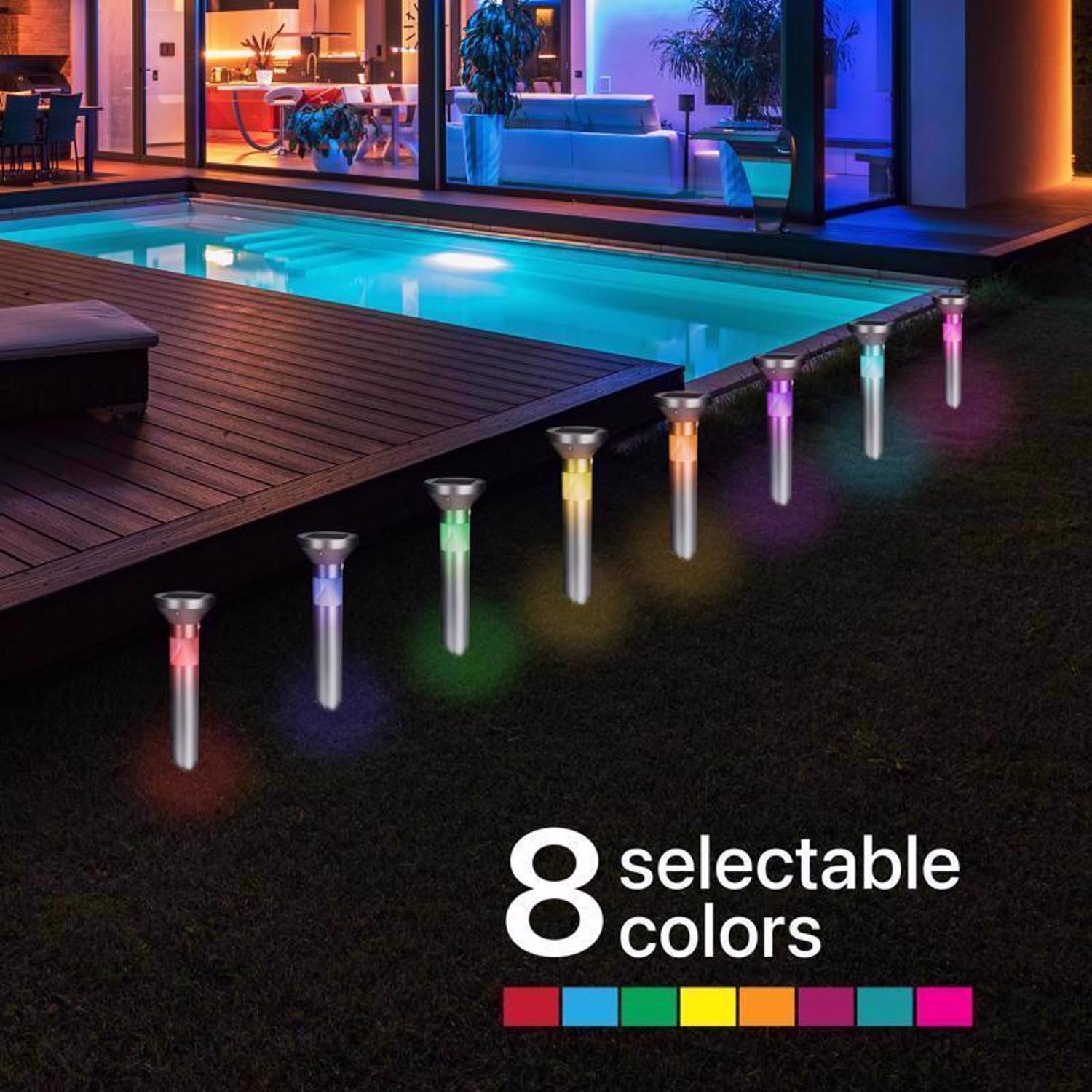 Feit OneSync Brushed Nickel Solar Powered 0.4 W LED Bollard Light 1 pk
