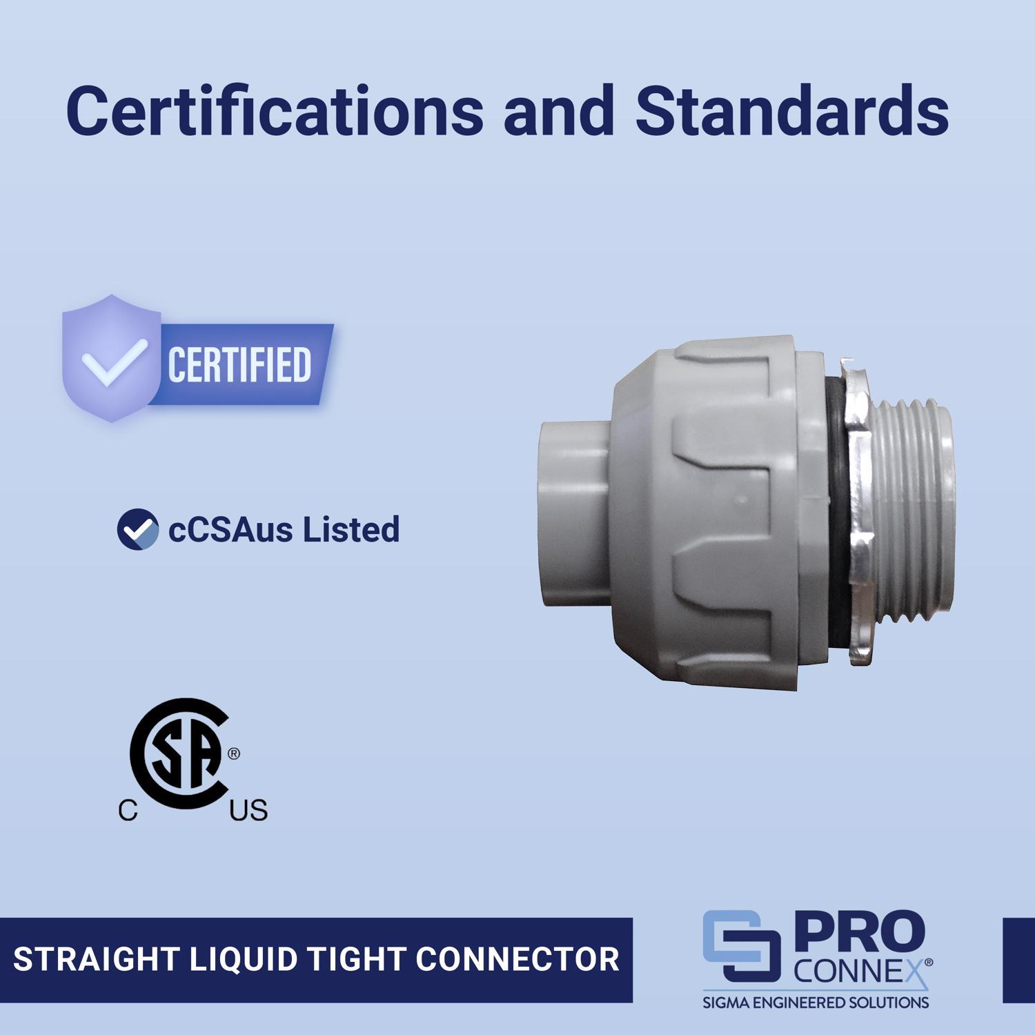Sigma Engineered Solutions ProConnex 1 in. D Plastic Straight Connector For Liquid Tight 1 pk