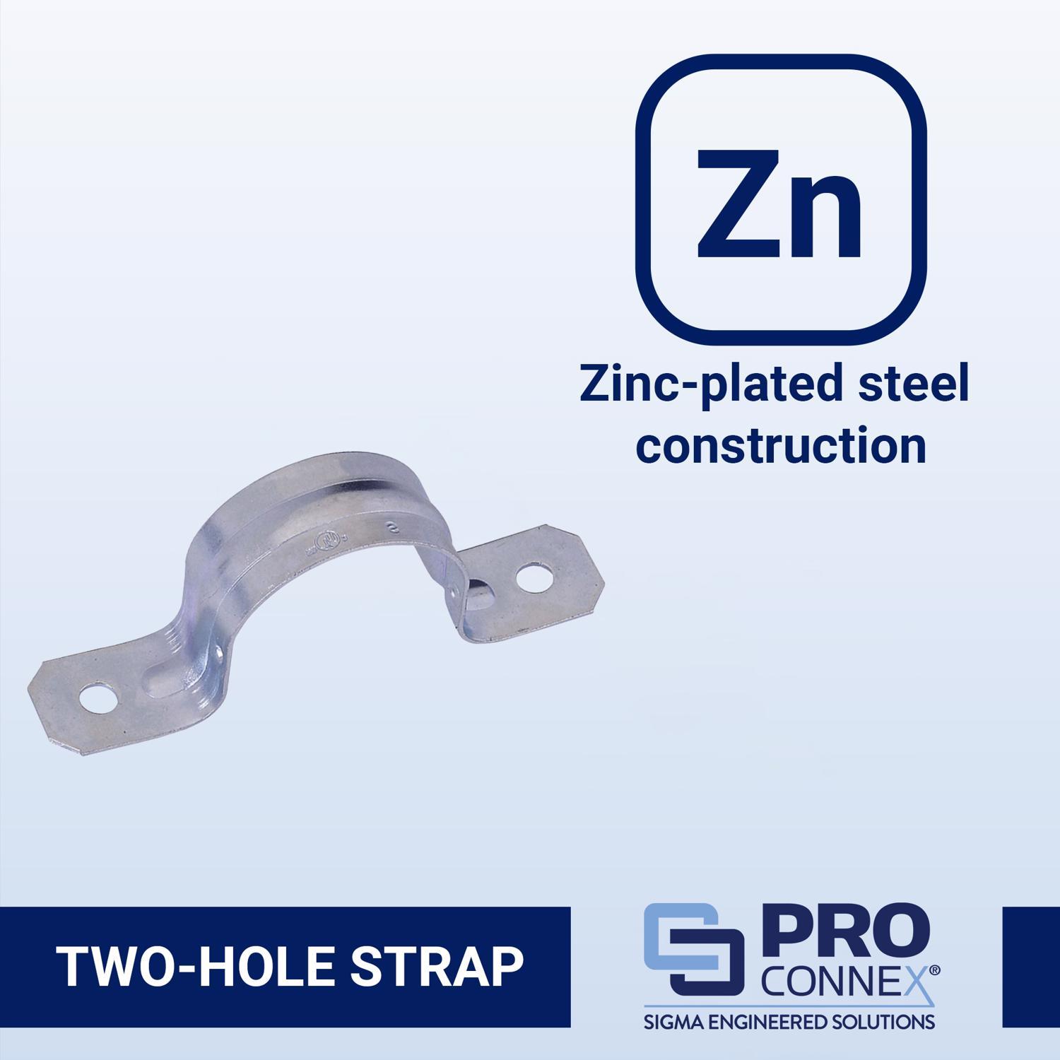 Sigma Engineered Solutions ProConnex 2-1/2 in. D Zinc-Plated Steel 2 Hole Strap 1 pk