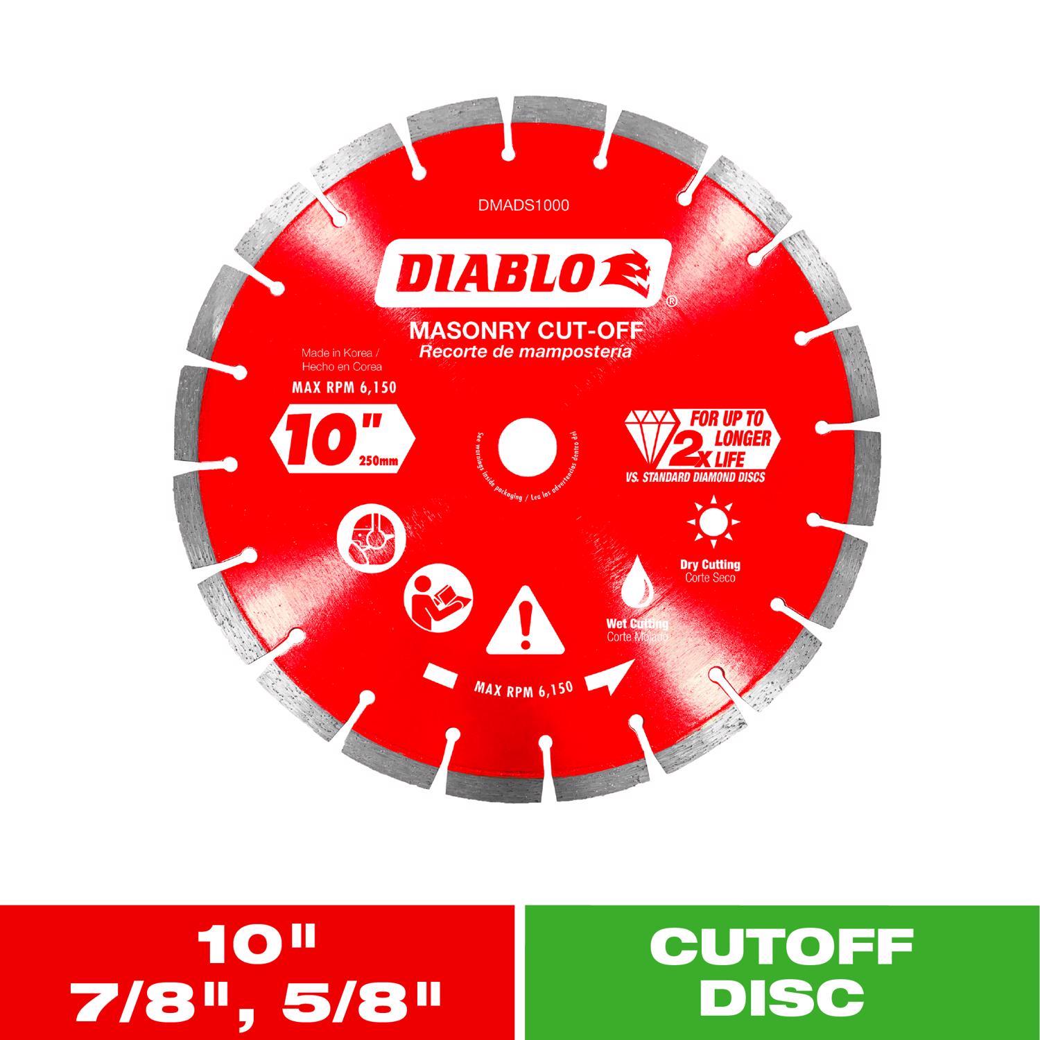Diablo 10 in. D X 7/8 in. X.094 in. thick Diamond Segmented Masonry Cut-Off Disc 1 pk