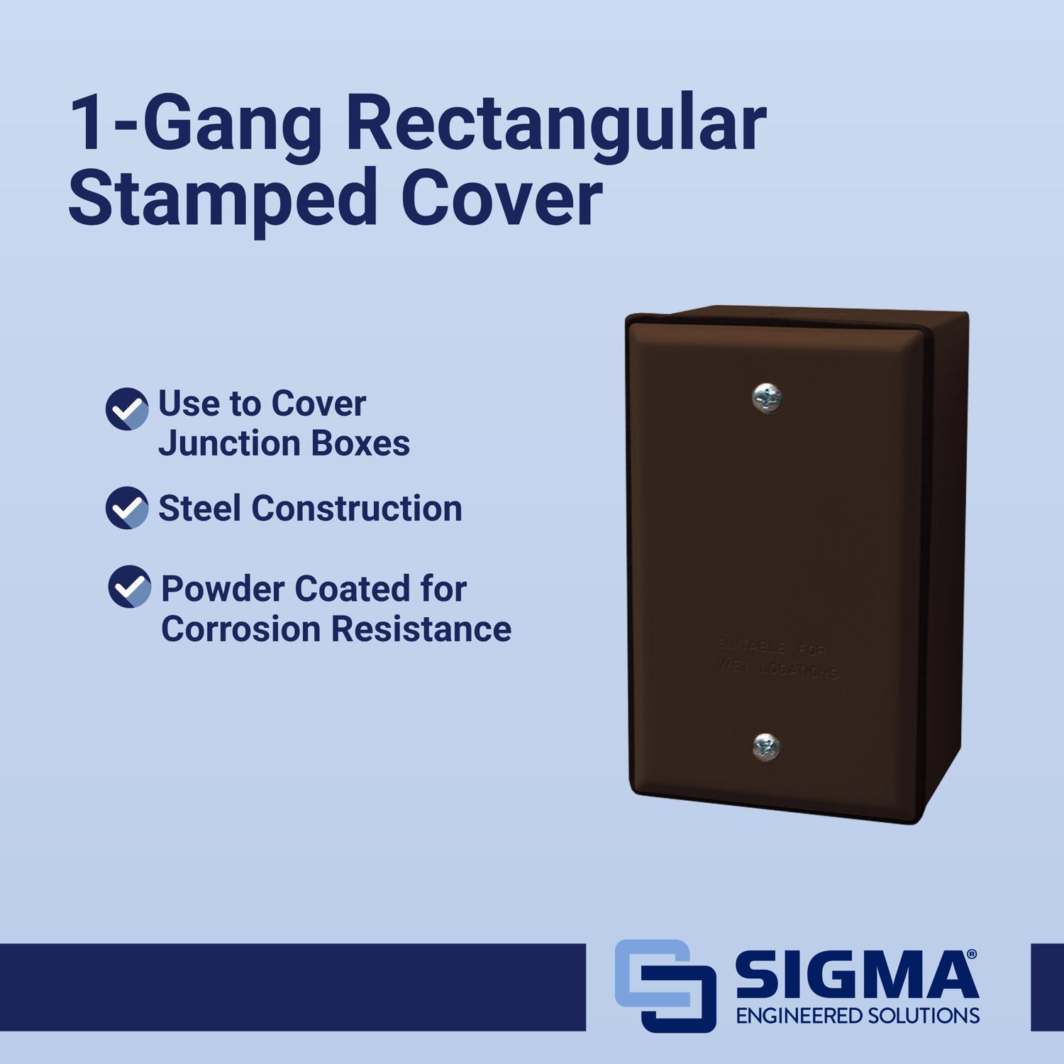 Sigma Engineered Solutions Rectangle Stamped Steel 1 gang 4.52 in. H X 2.77 in. W Flat Box Cover