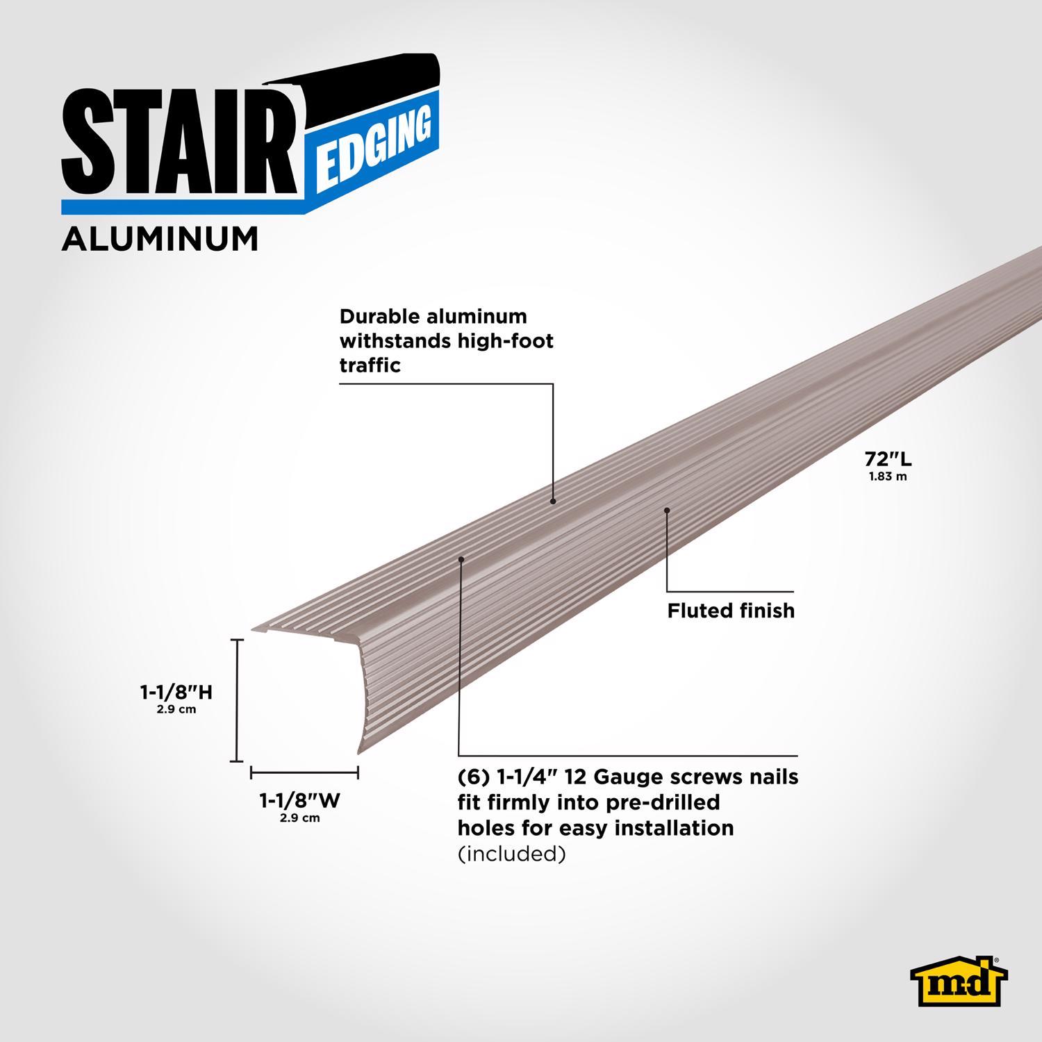 M-D Building Products 1.125 in. H X 1.125 in. W X 72 in. L Prefinished Pewter Aluminum Stair Edge