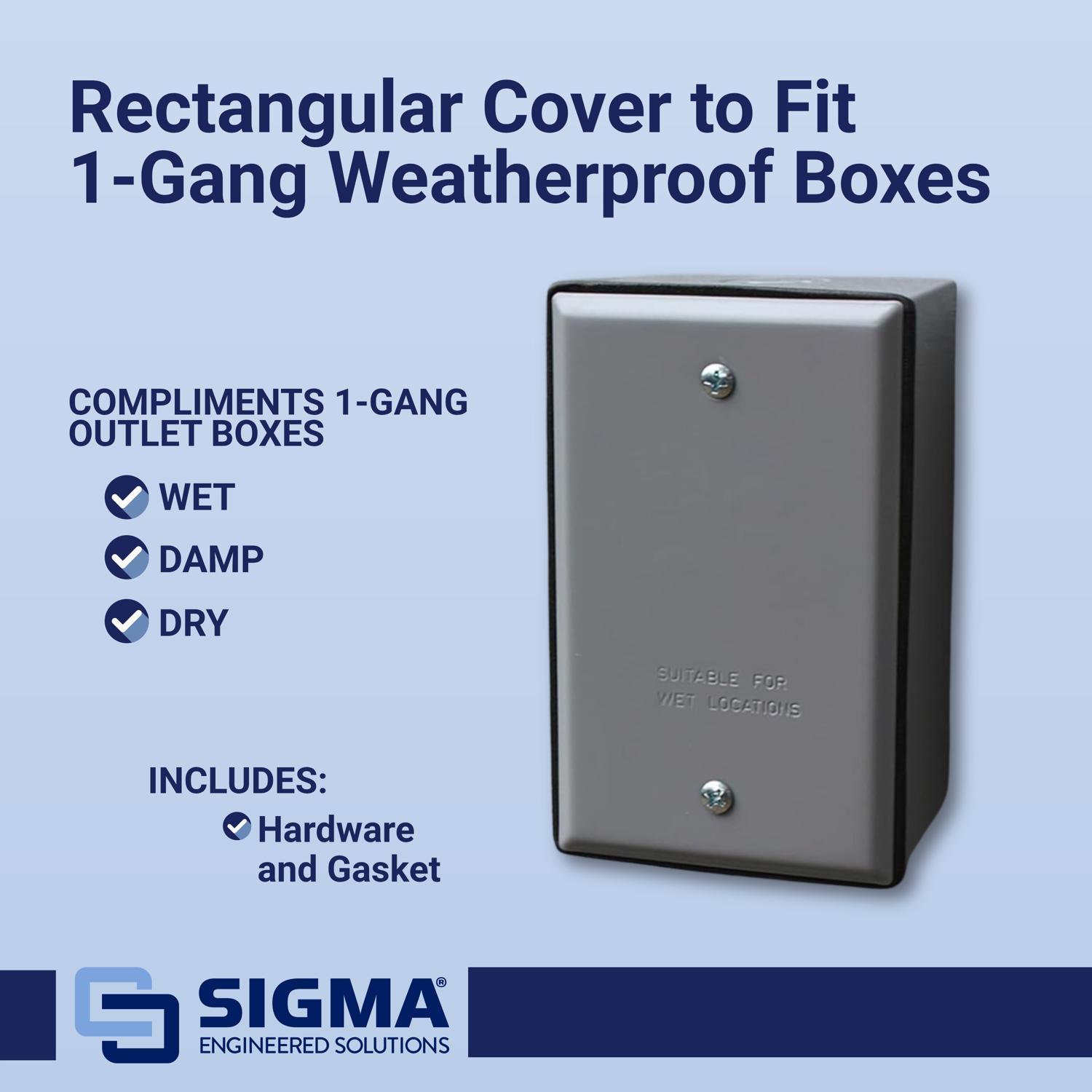 Sigma Engineered Solutions Rectangle Stamped Steel 1 gang 4.52 in. H X 2.77 in. W Flat Box Cover