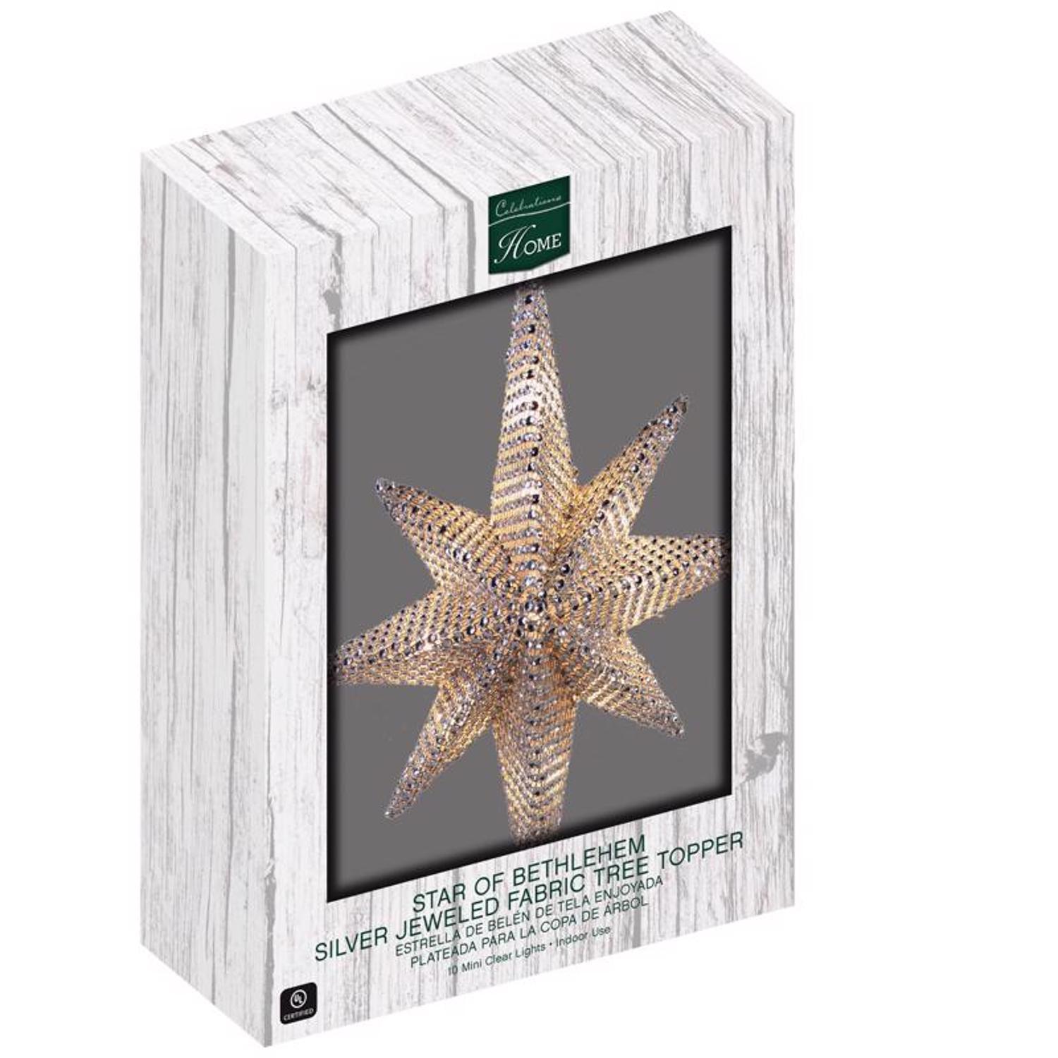 Celebrations Incandescent Silver Star of Bethlehem Tree Topper 14 in.