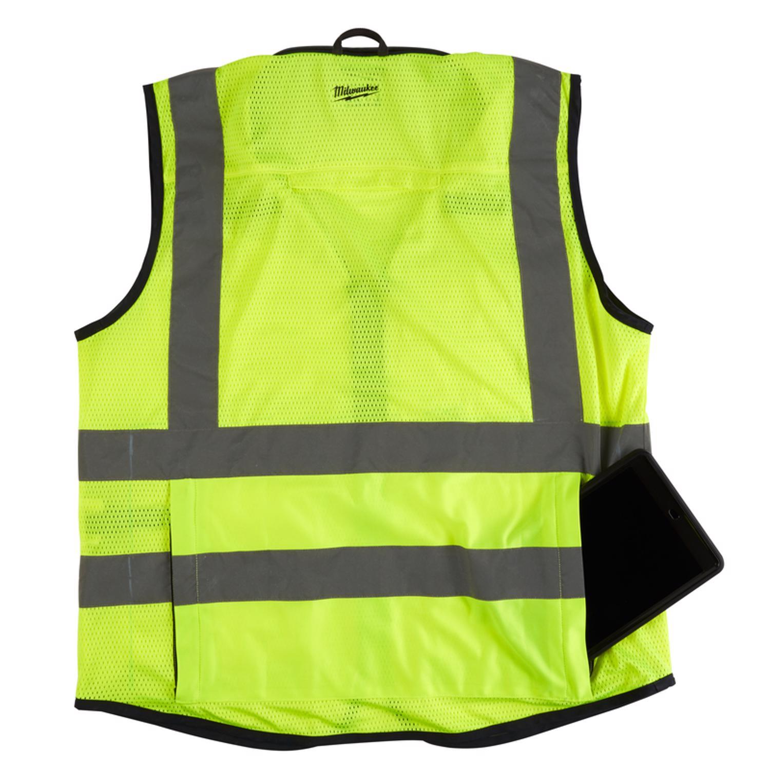 Milwaukee Class 2 with 15 Pockets Performance Safety Vest High Visibility Yellow L/XL