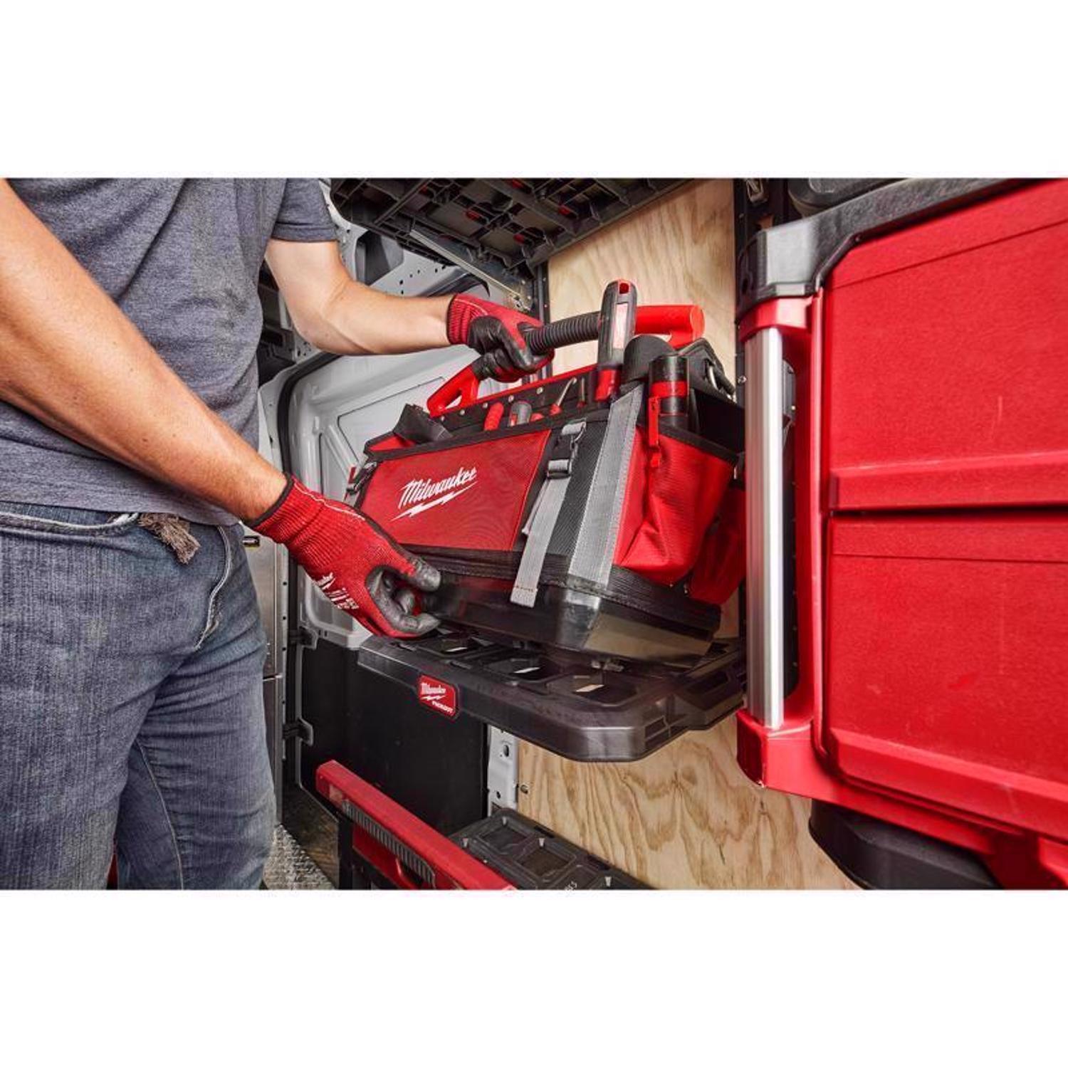 Milwaukee Packout Ballistic Polyester 20" Tool Tote 32 pocket Black/Red 1 pc