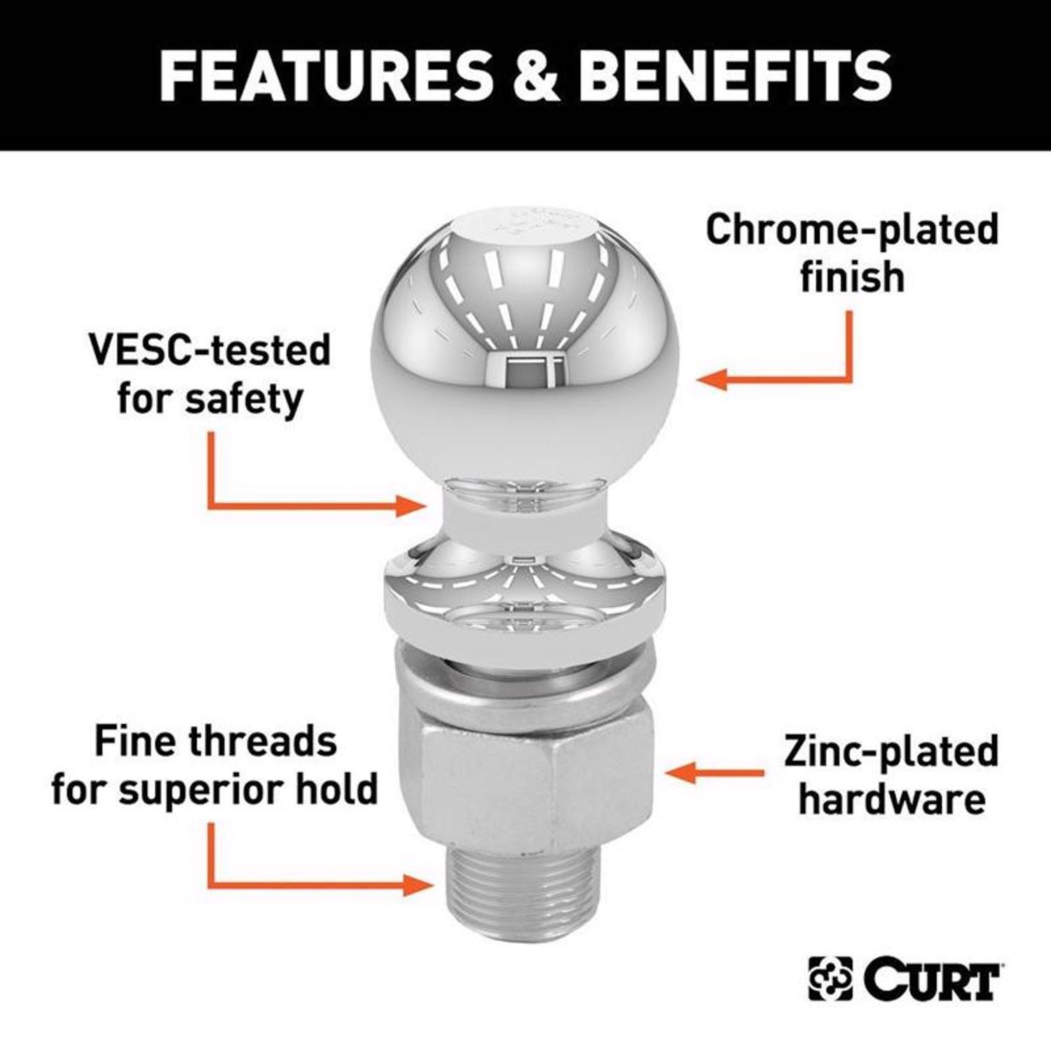 CURT 3500 lb. cap. 2 in. Hitch Ball