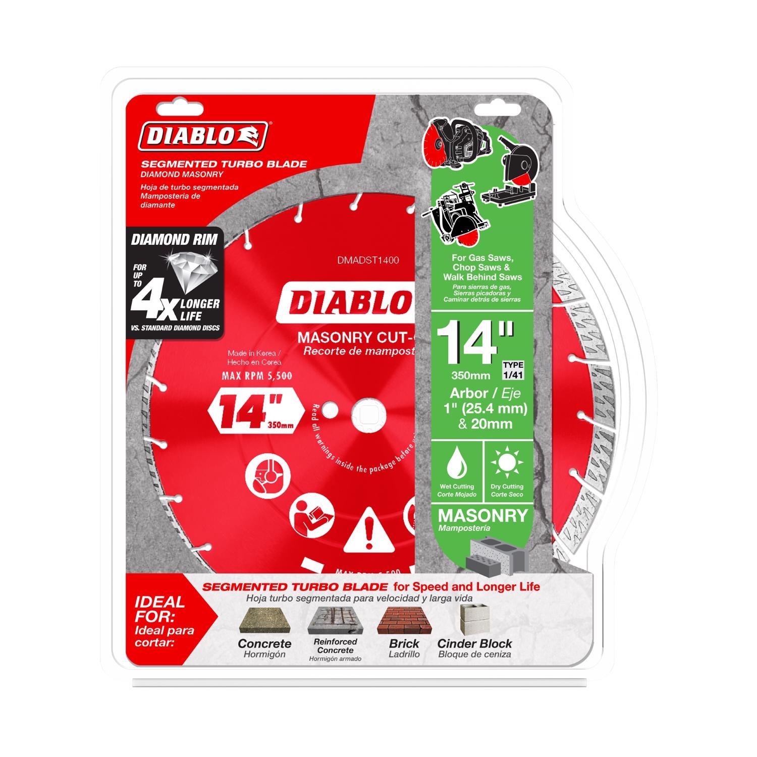Diablo 14 in. D X 1 in. X.126 in. thick Diamond Turbo Rim Masonry Cut-Off Disc