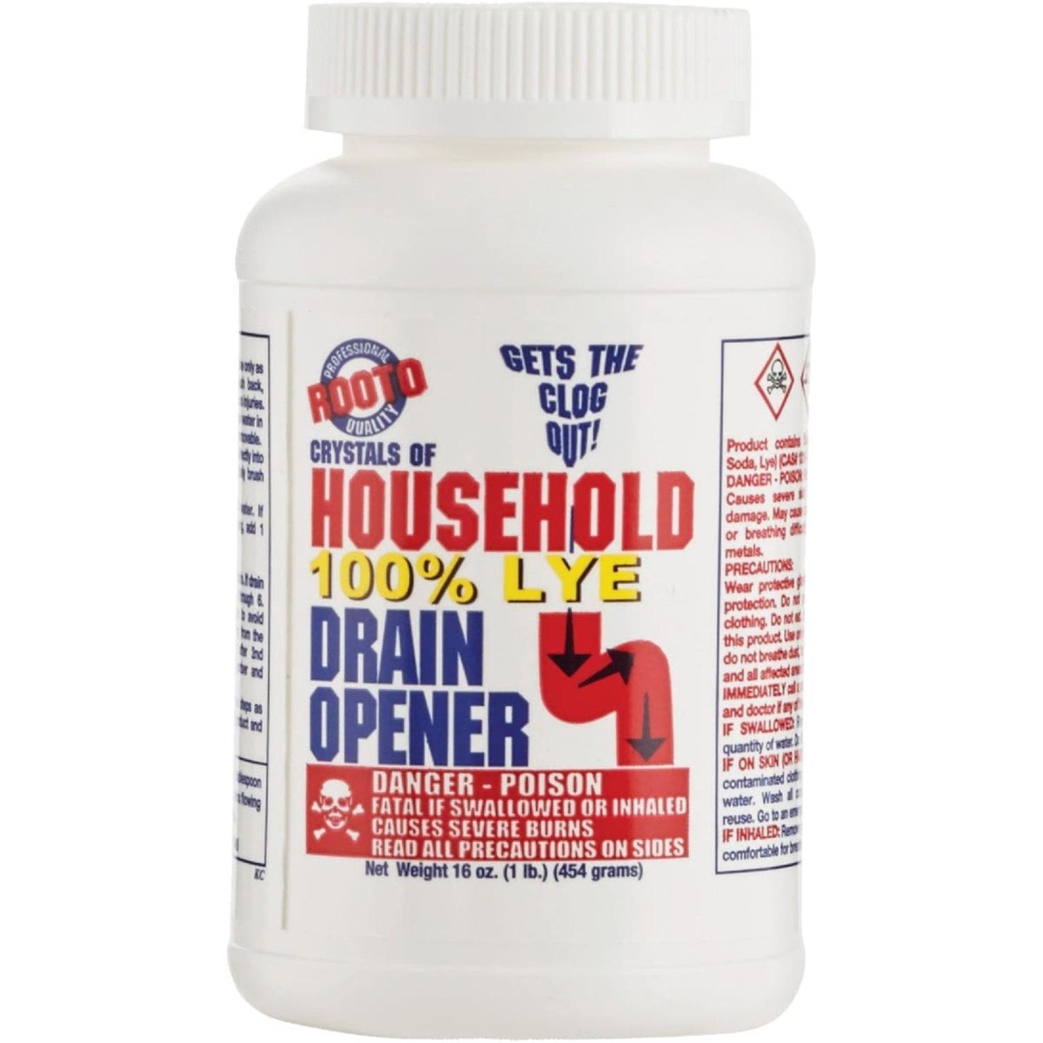 Rooto 100% Lye Crystals Drain Opener 1 lb