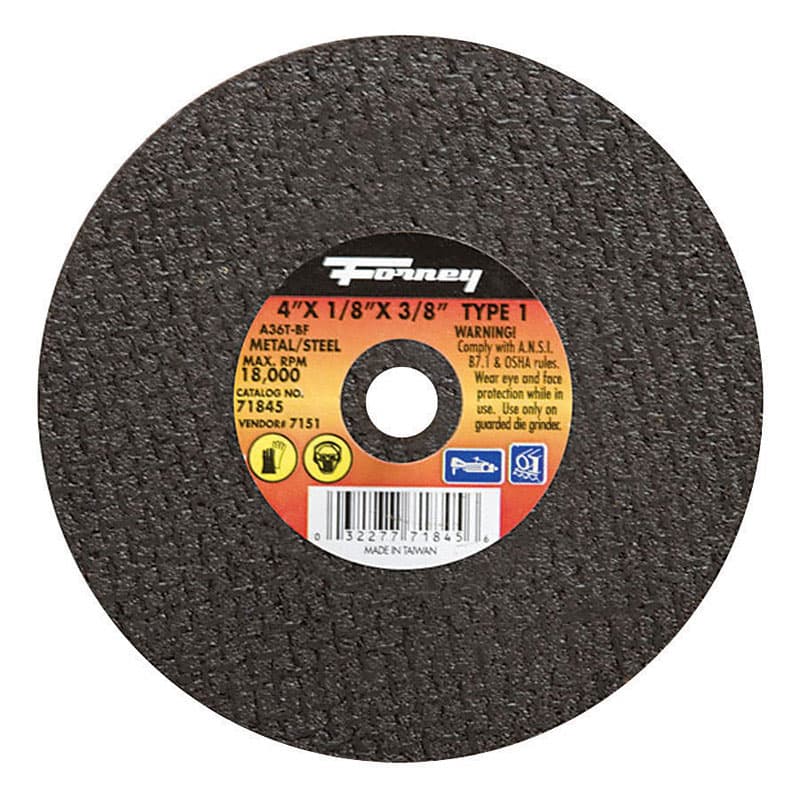 Forney 4 in. D X 3/8 in. X 1/8 in. thick Aluminum Oxide Metal Cut-Off Wheel 1 pc