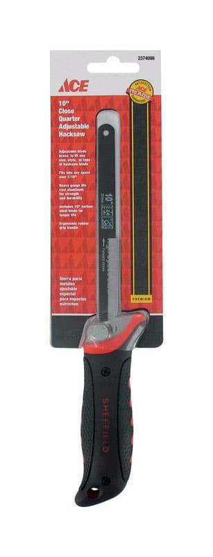 Ace 10 in. Carbon Steel Adjustable Close Quarter Hacksaw Black 1 pc