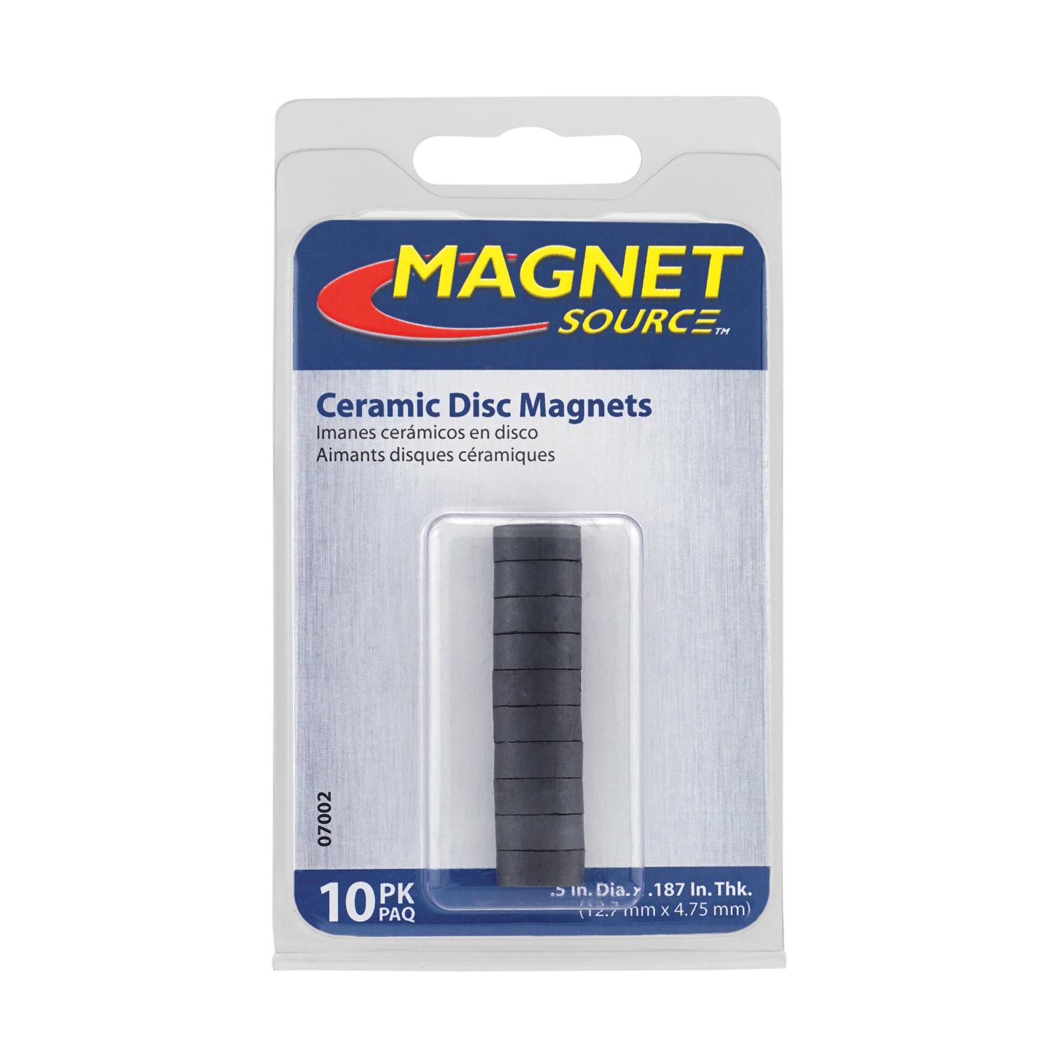 Magnet Source.187 in. L X.5 in. W Black Disc Magnets 0.5 lb. pull 10 pc