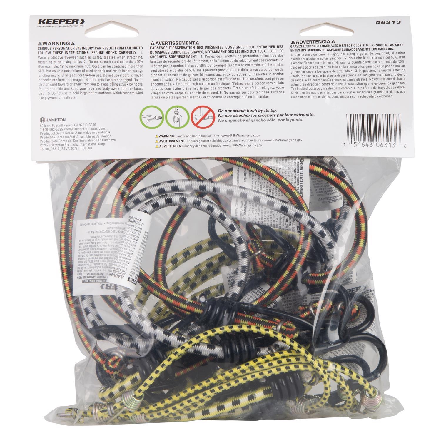 Keeper Assorted Bungee Cord Set asst in. L 12 pk