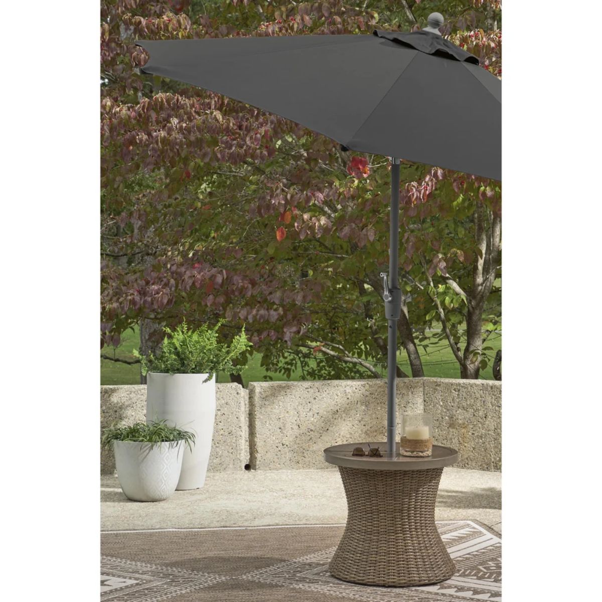 Ashley Laguna Heights Round End Table with Umbrella Option