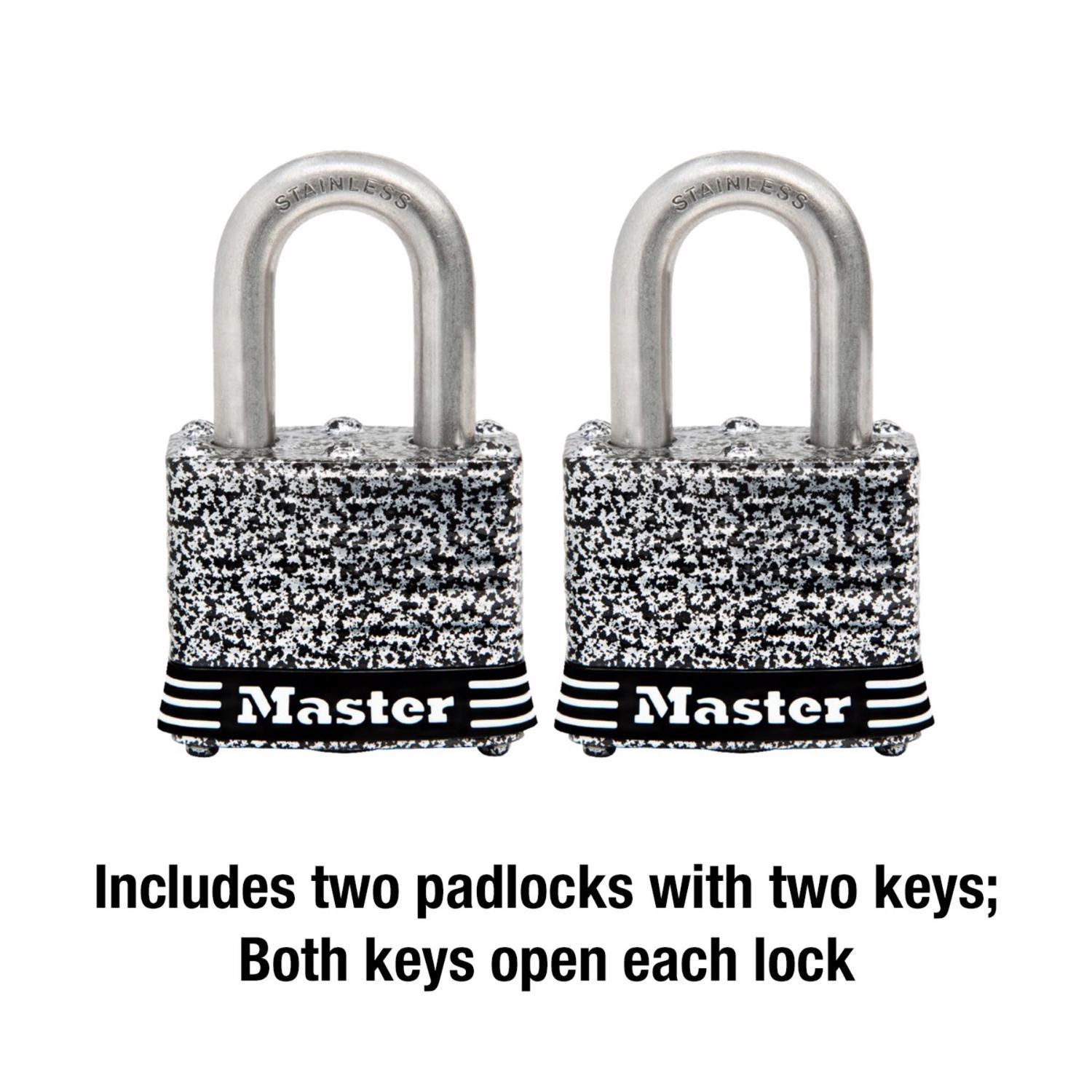 Master Lock 1-9/16 in. W Laminated Steel 4-Pin Tumbler Weather-Resistant Padlock