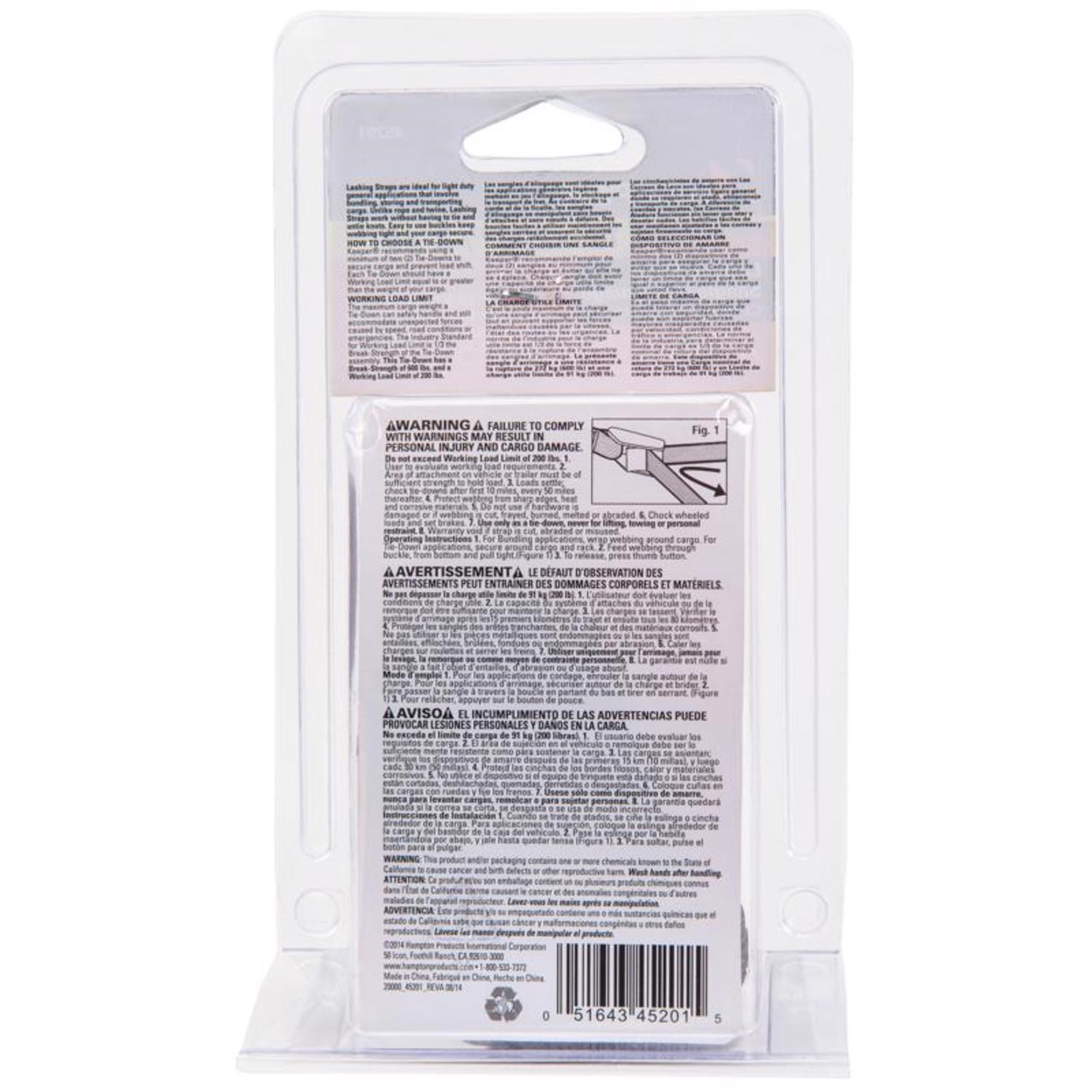 Keeper 1 in. W X 10 ft. L Gray Lashing Strap 200 lb 1 pk