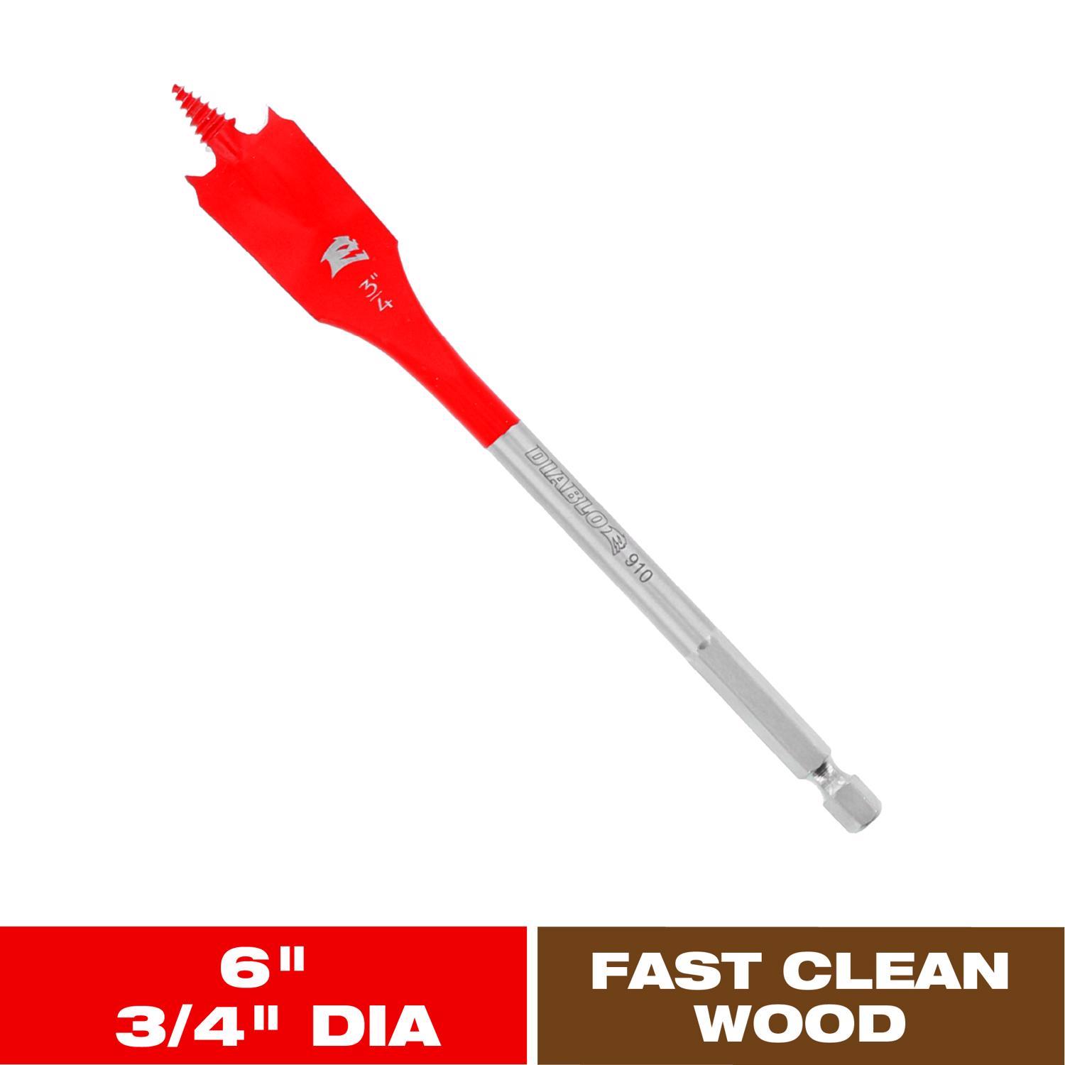 Diablo 3/4 in. X 6 in. L High Speed Steel Clean Wood Spade Bit Hex Shank 1 pk