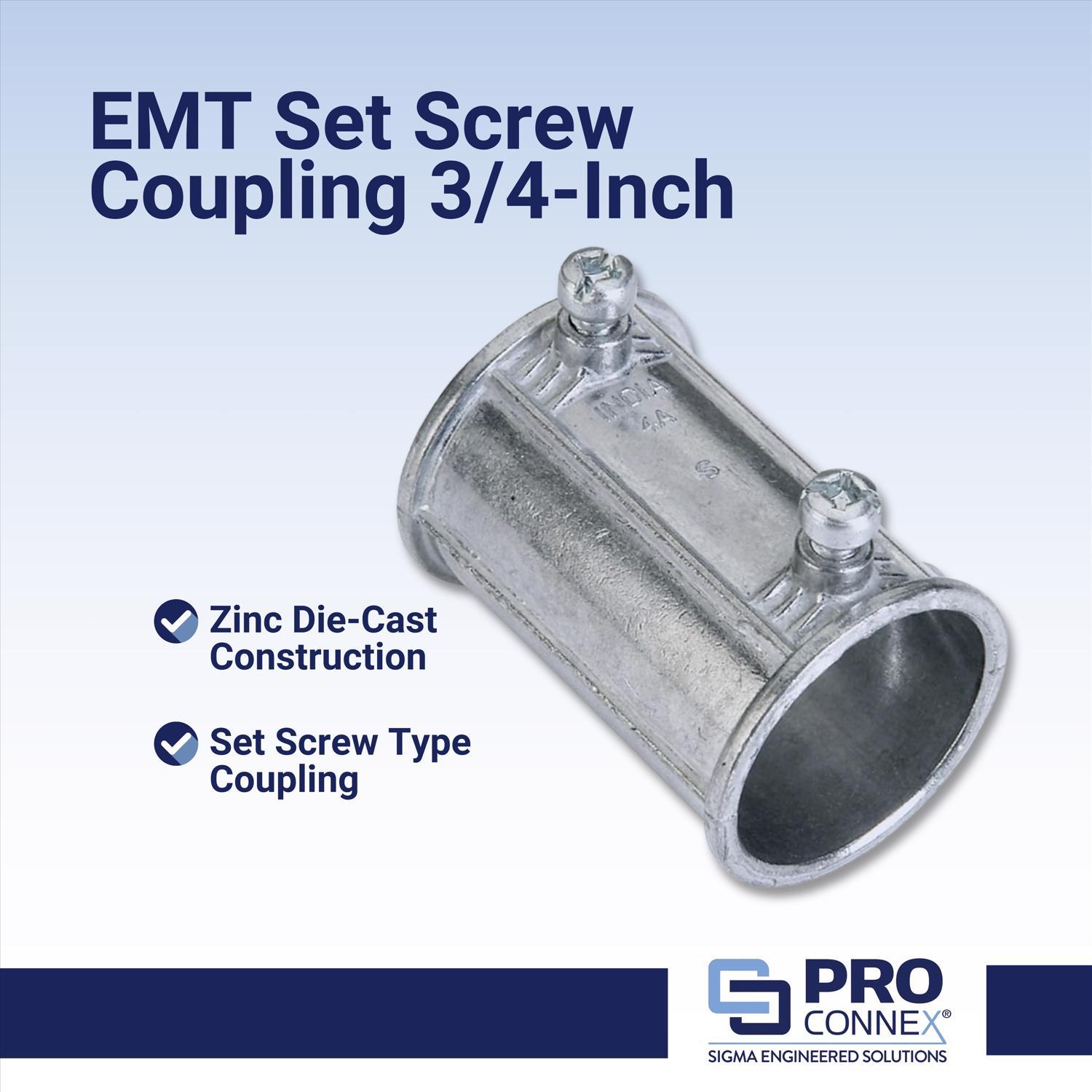 Sigma Engineered Solutions ProConnex 3/4 in. D Die-Cast Zinc Set Screw Coupling For EMT 25 pk